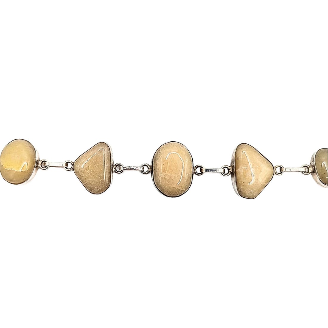 Sterling Silver Jade Link Toggle Bracelet: Sterling Silver Jade Link Toggle Bracelet 16.6g