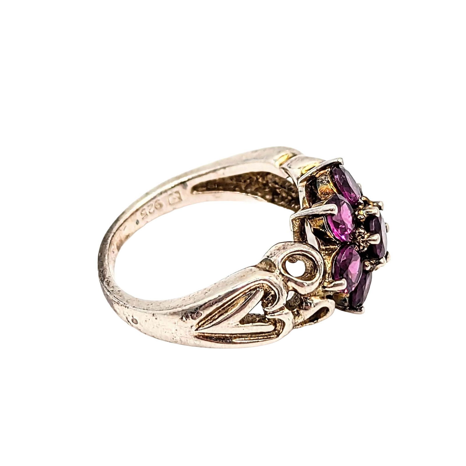 Sterling Silver Gemstone Cluster Ring - 2