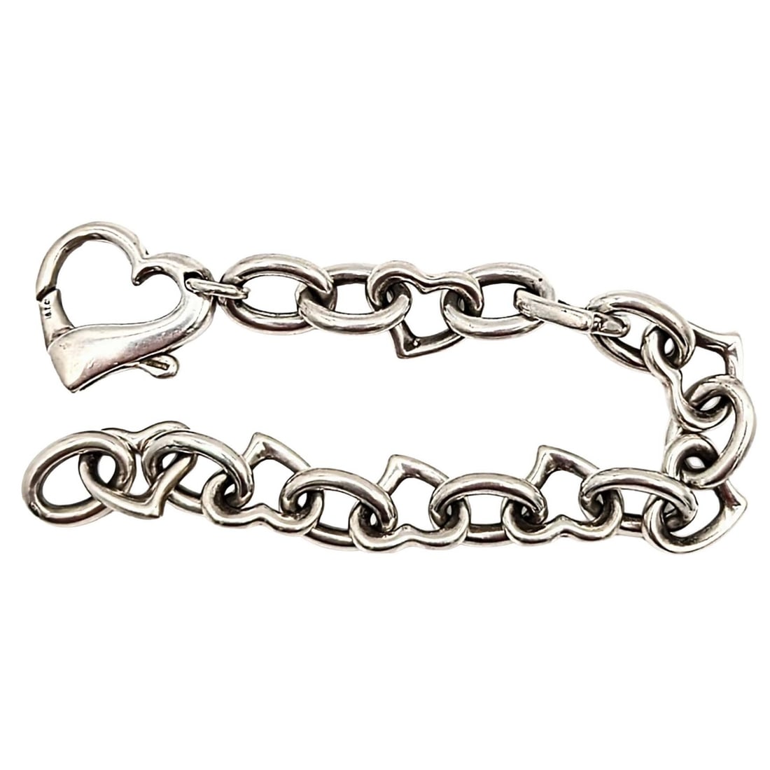Sterling Silver Heart Link Bracelet (1 of 3)