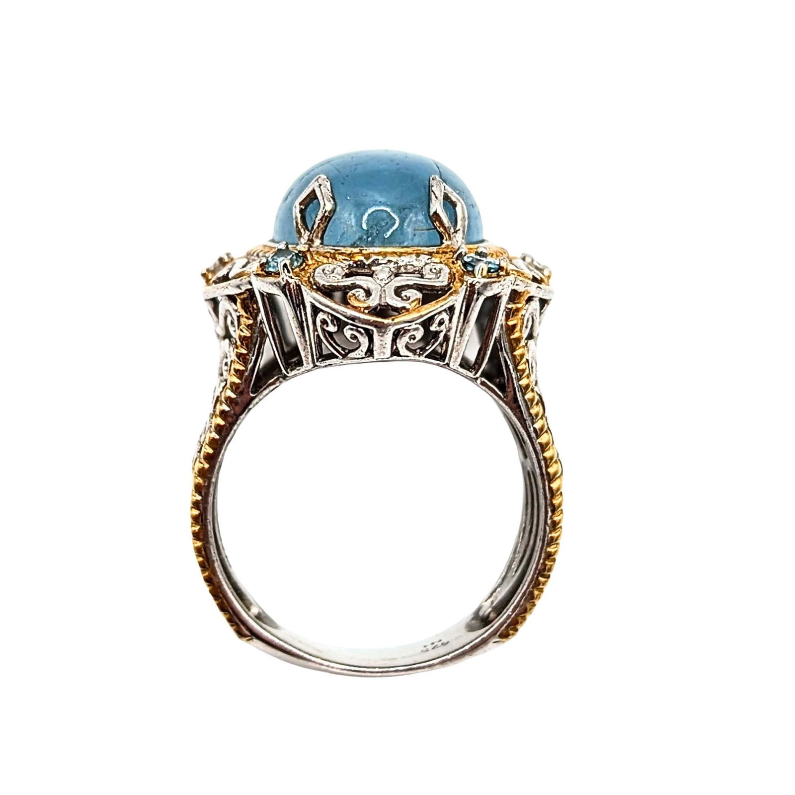 Sterling Silver Chalcedony Topaz Openwork Ring - 3