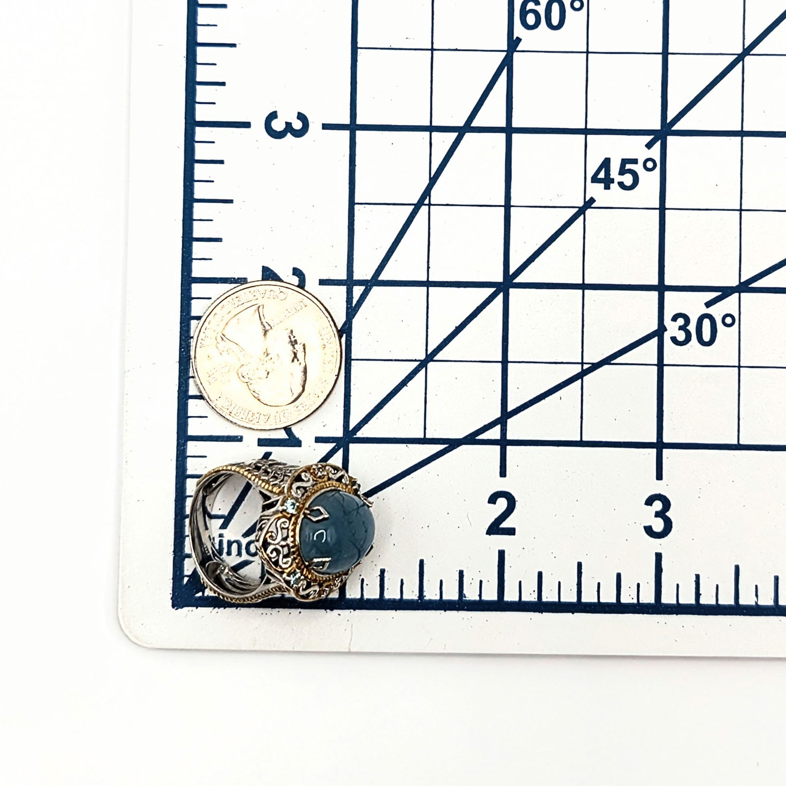 Sterling Silver Chalcedony Topaz Openwork Ring - 4