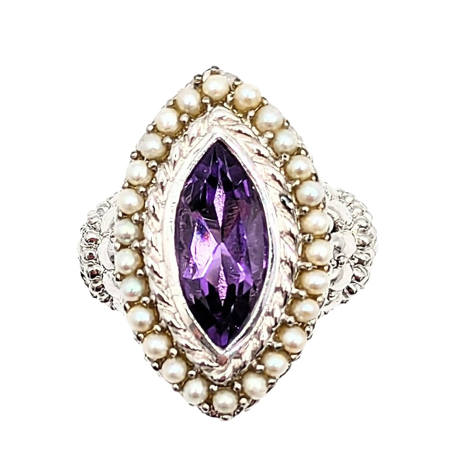 Sterling Silver Amethyst Bali Ring (1 of 3)