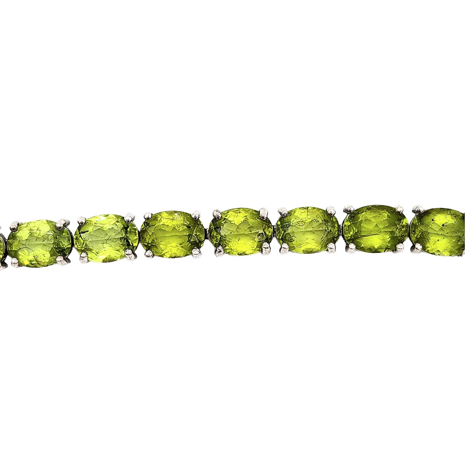 Sterling Silver Peridot Tennis Bracelet: Sterling Silver Peridot Tennis Bracelet Signed DK .925 Stainless Clasp 16.9g