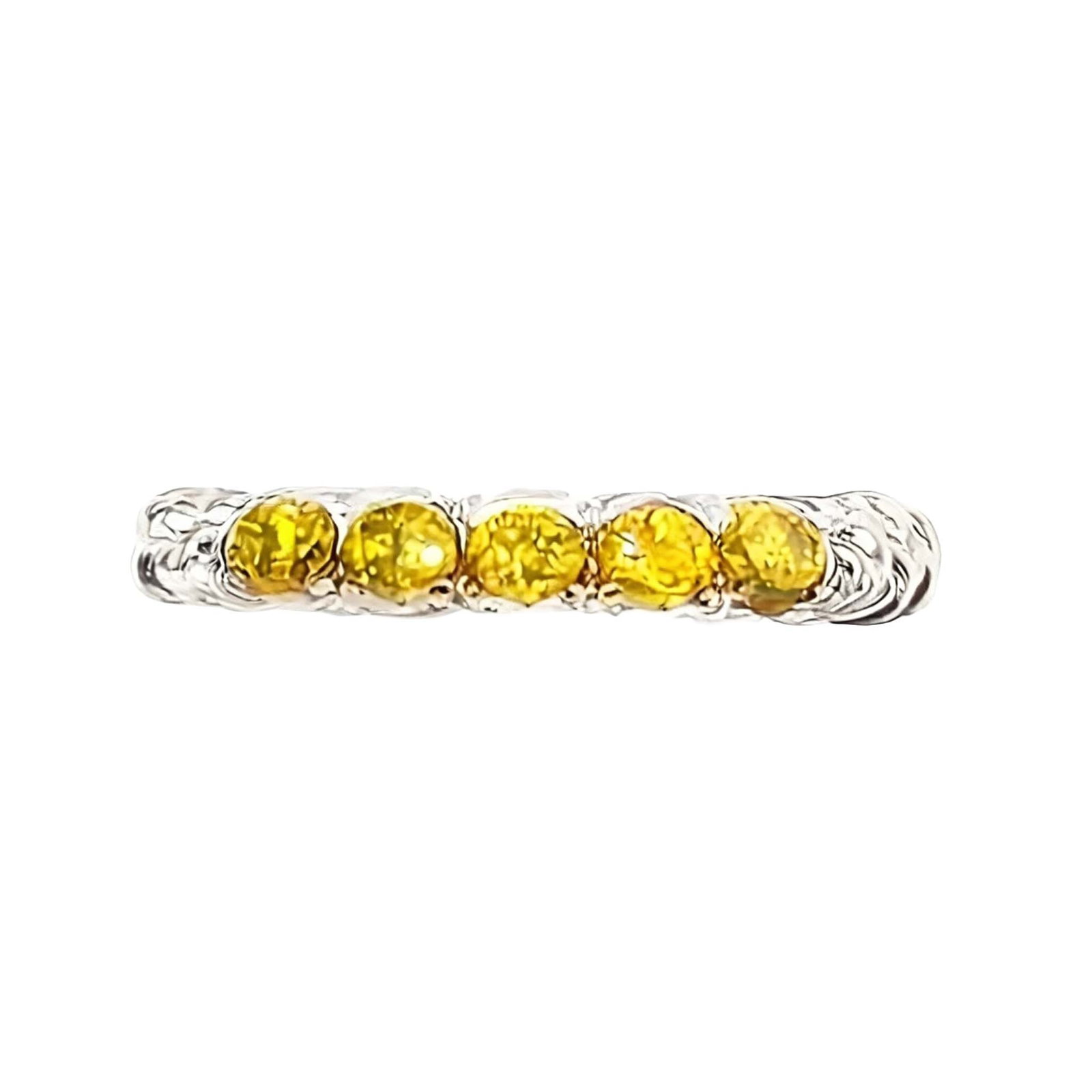Sterling Silver Lemon Diamond Ring: Sterling Silver Lemon Diamond Ring Signed SJ .925 Size 5 2.9g