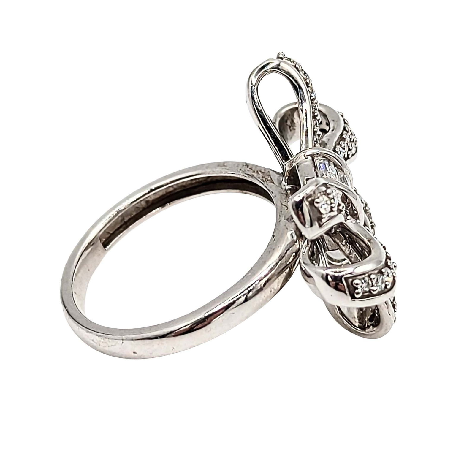 Sterling Silver Diamond Bow Ring - 2