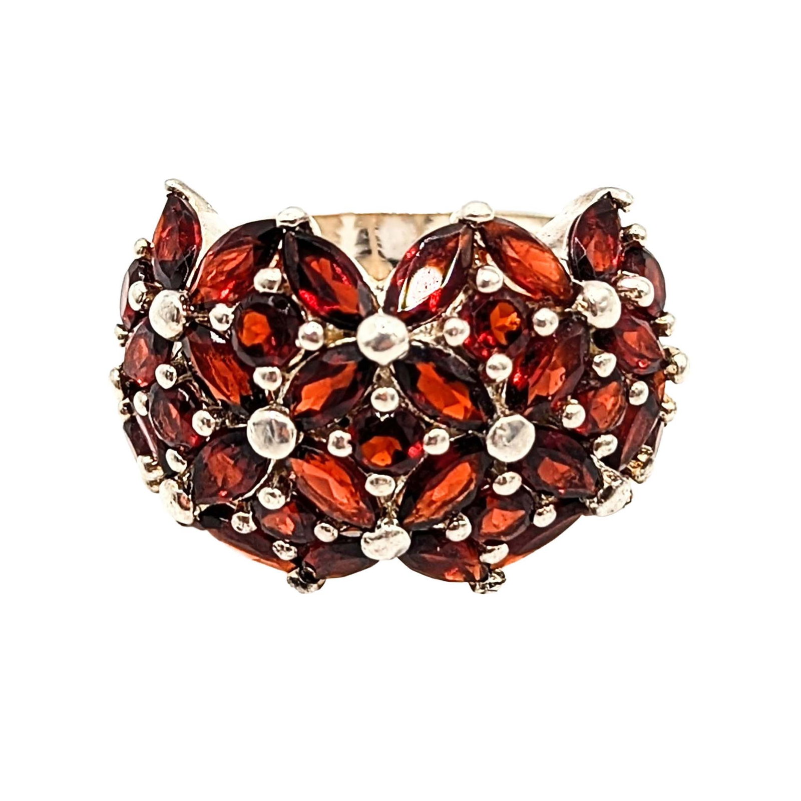 Sterling Silver Garnet Cluster Ring (1 of 3)