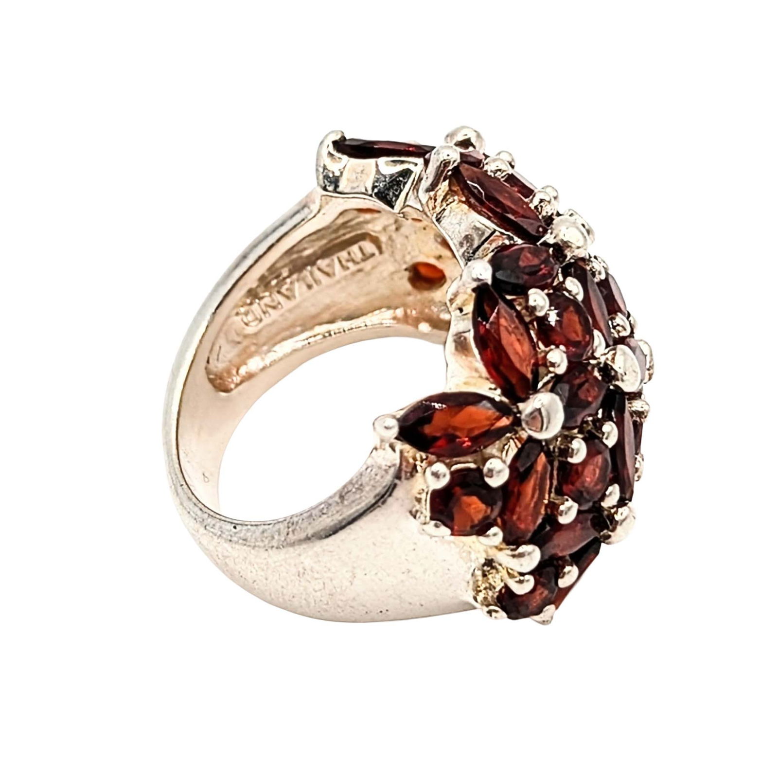 Sterling Silver Garnet Cluster Ring - 2