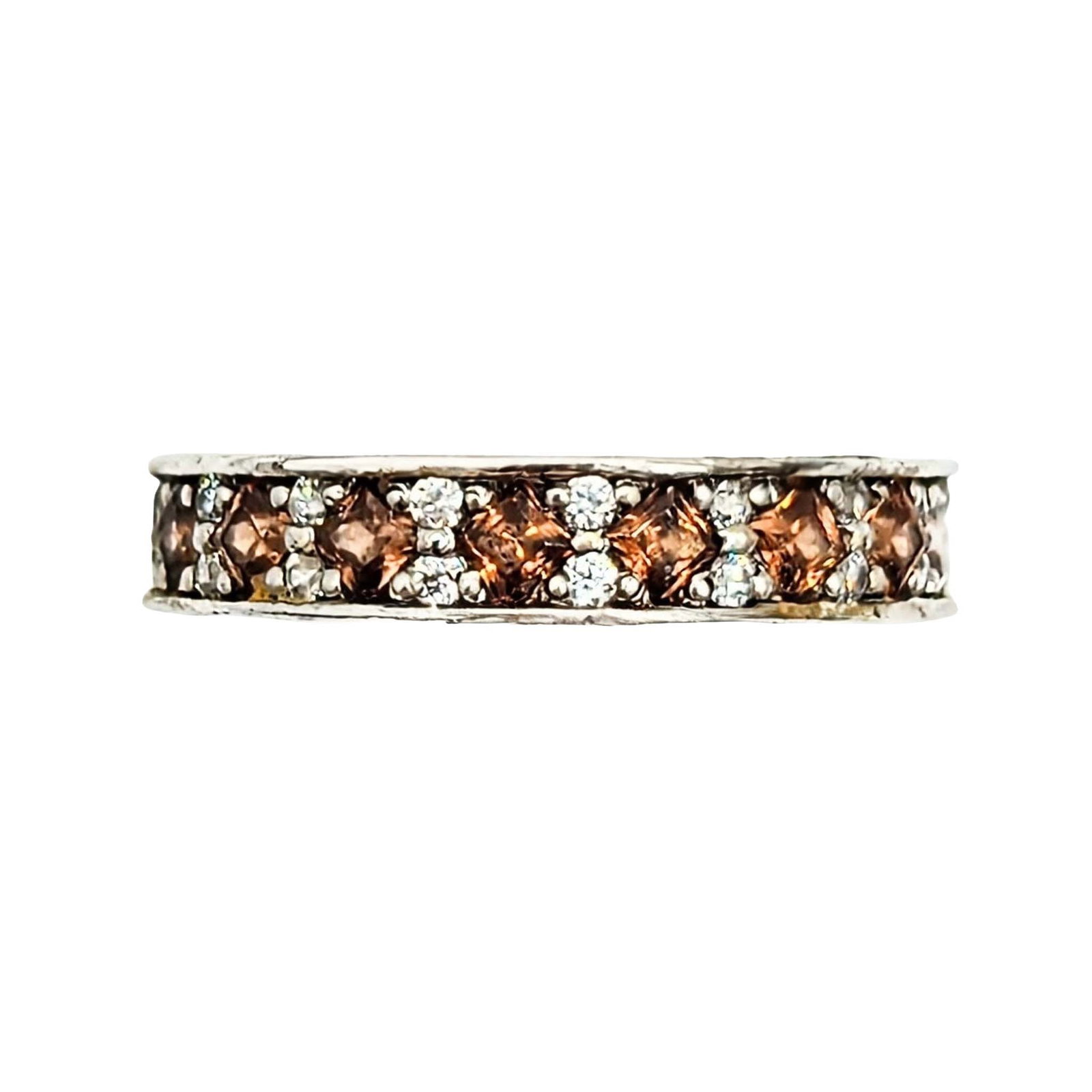 Sterling Silver CZ Eternity Band Ring: Steling Silver CZ Eternity Band Ring Signed FC .925 Size 7.5 4.2g