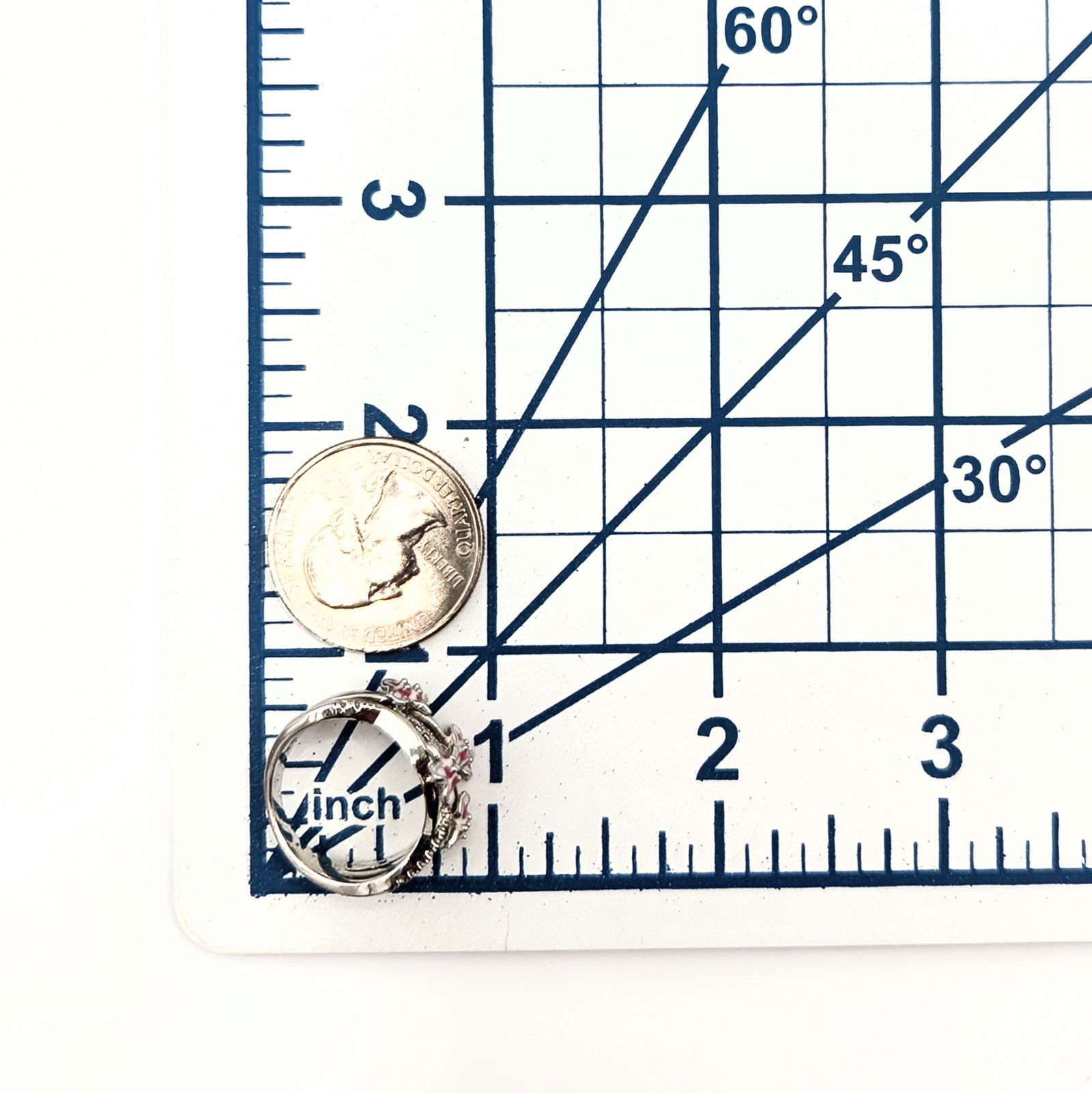 Sterling Silver Enamel Multi Band Flower Ring - 3