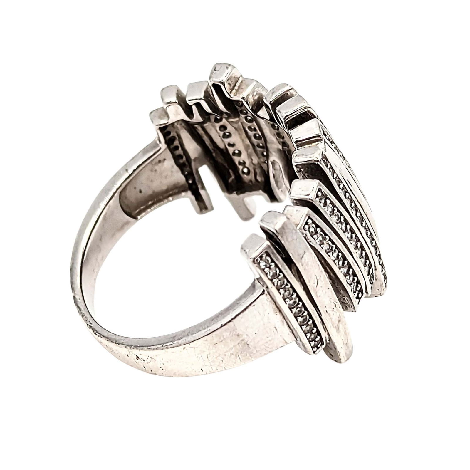 Sterling Silver CZ Lines Ring - 2