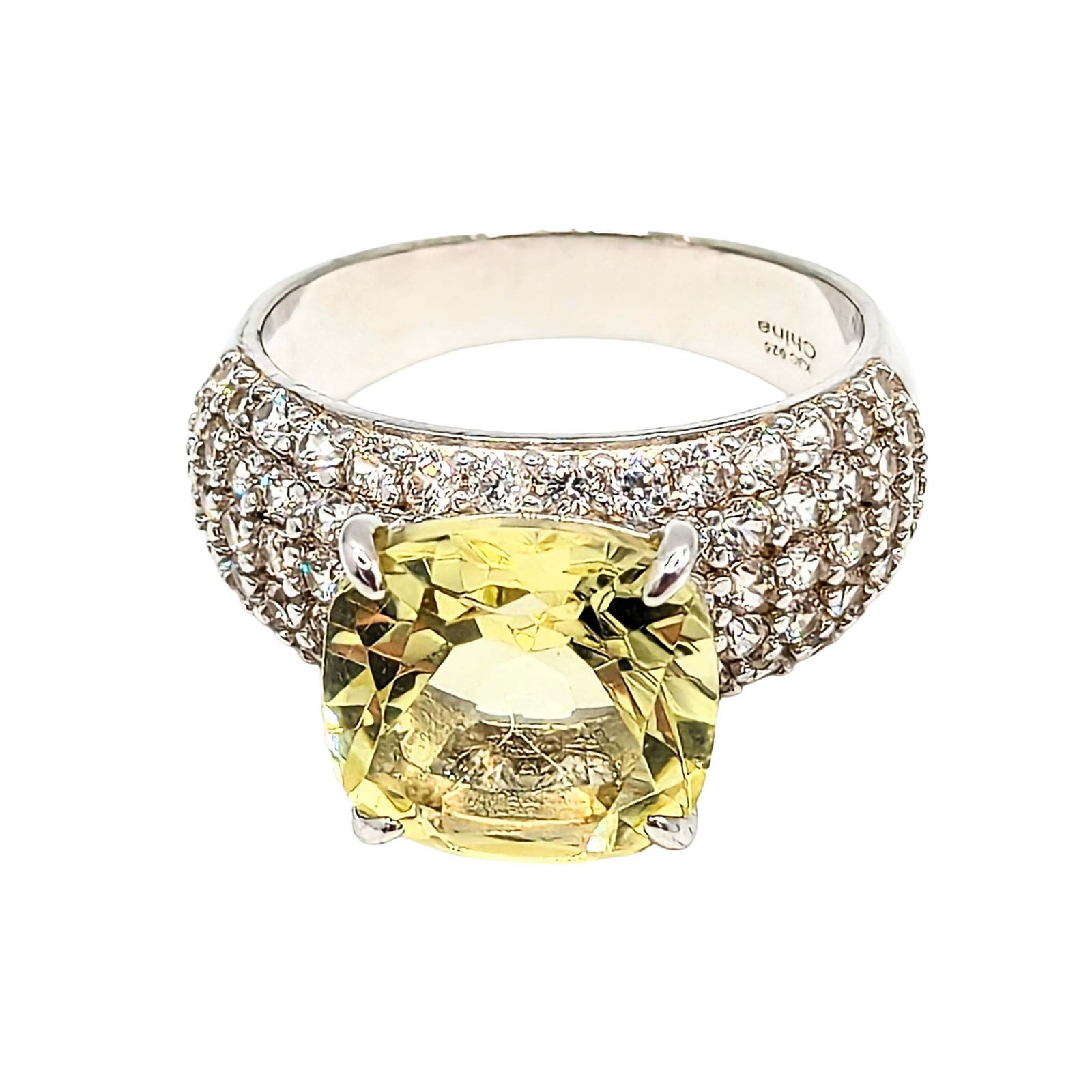 Sterling Silver Citrine White Topaz Pave Ring (1 of 3)