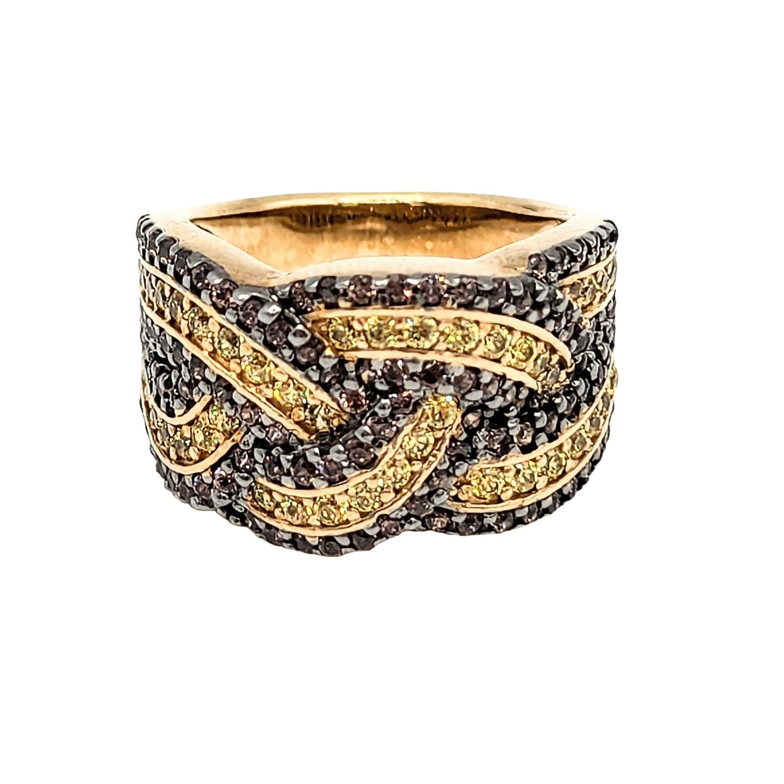 Gold Over Sterling Silver CZ Woven Band Ring (1 of 3)