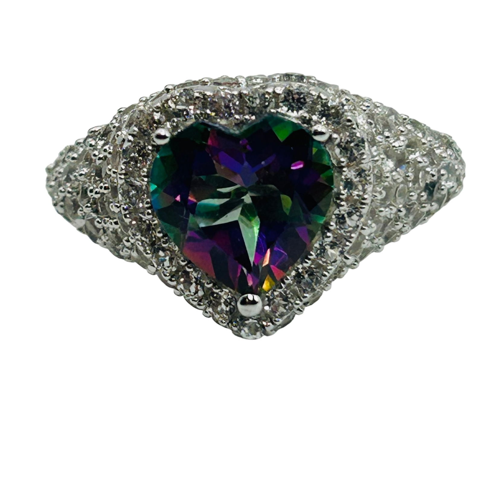 JT Sterling Mystic Topaz Heart Statement Ring. Size 11: JT sterling mystic topaz heart statement ring. Size 11. 7.60g