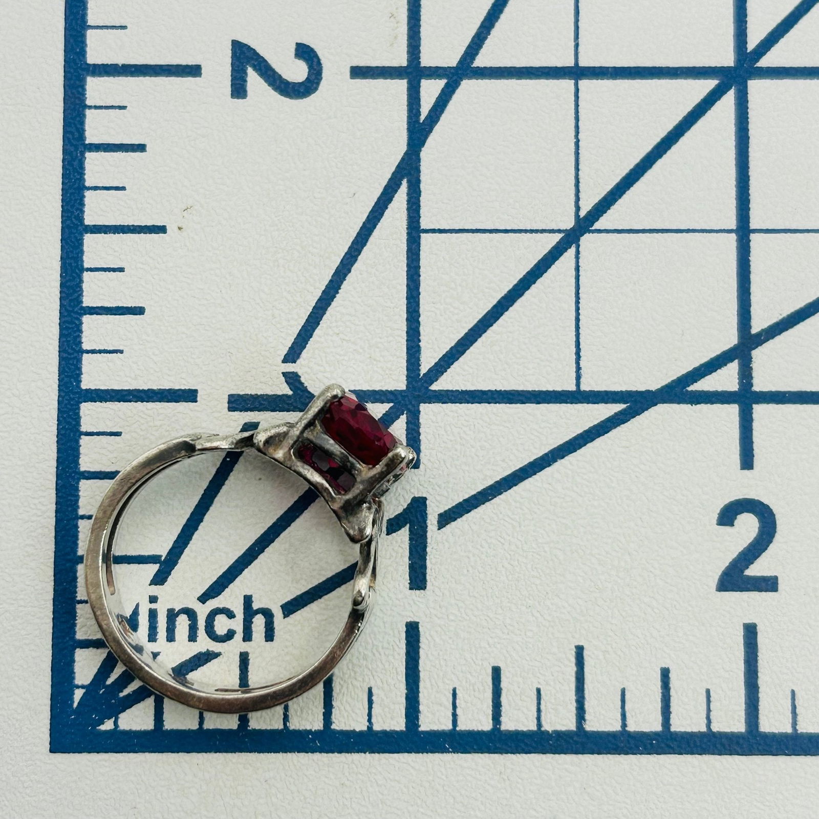 Sterling Ruby Oval Ring. Size 7.5 - 2