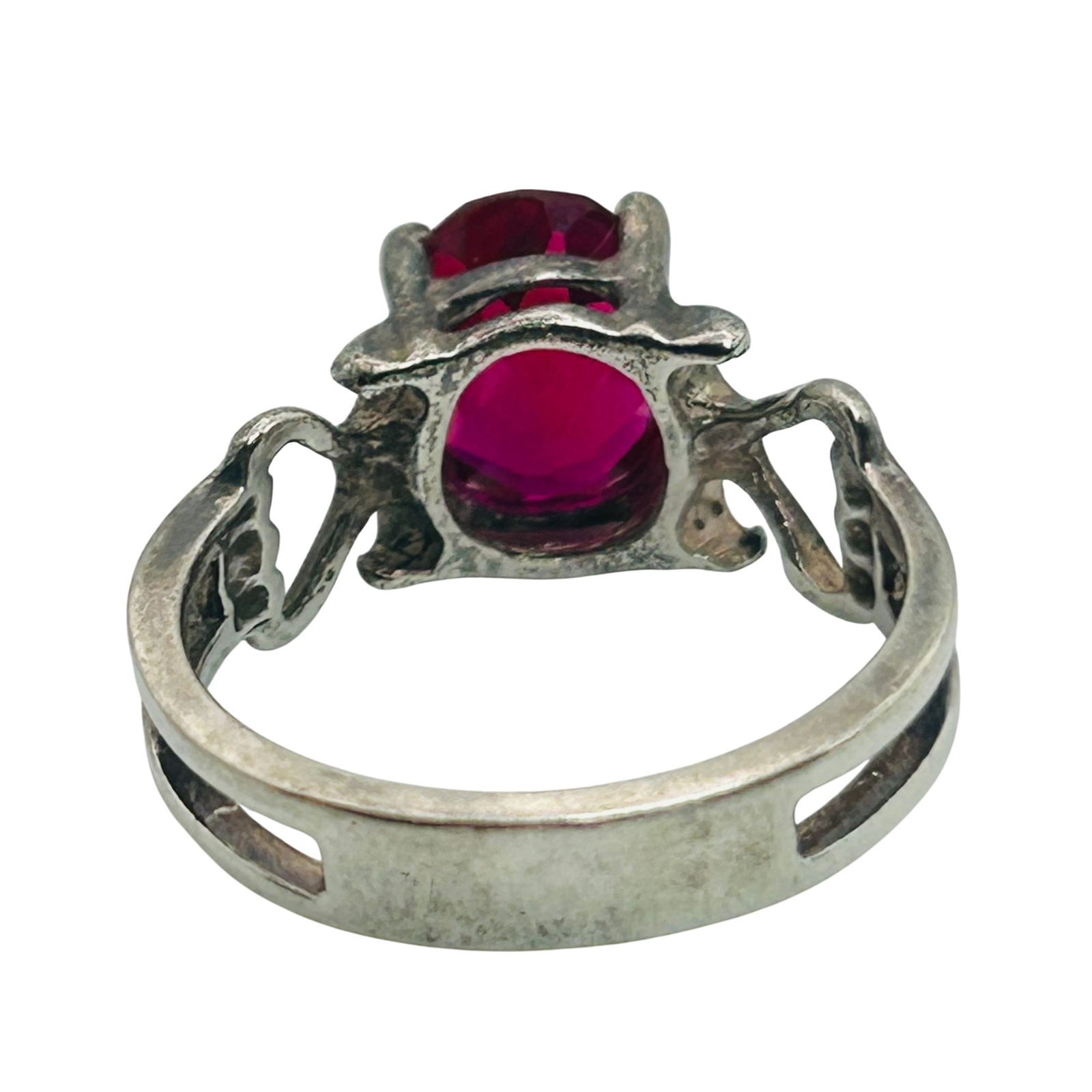 Sterling Ruby Oval Ring. Size 7.5 - 6