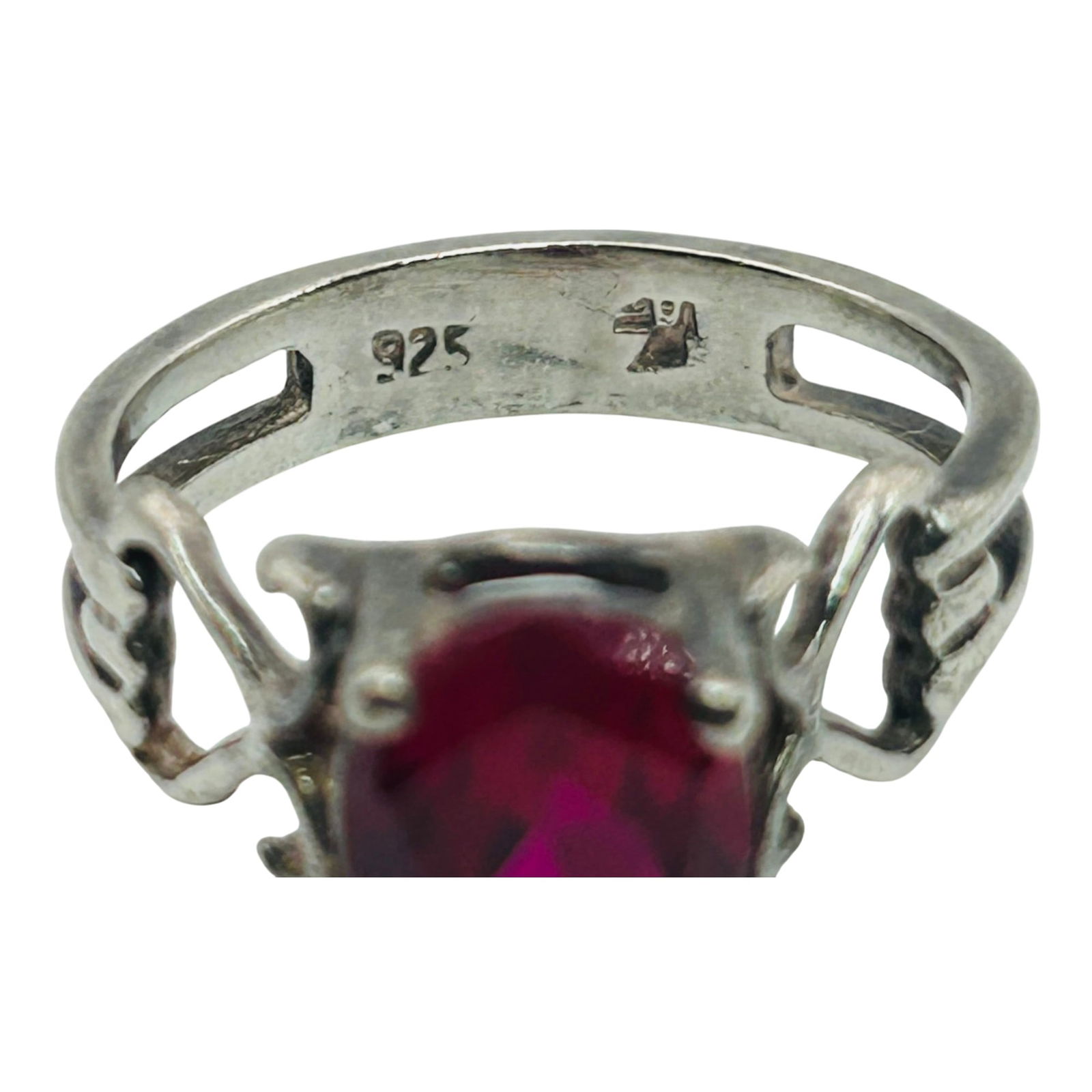 Sterling Ruby Oval Ring. Size 7.5 - 7