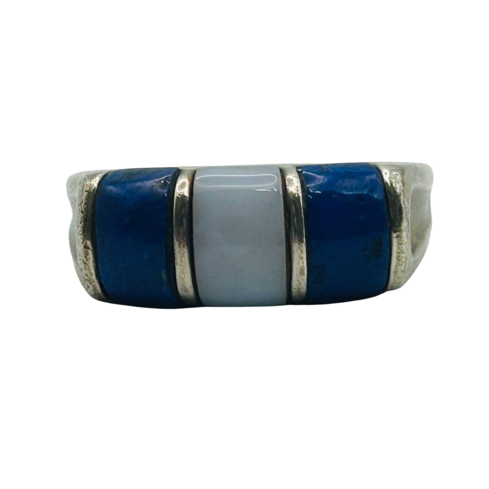 Sterling Lapis Lazuli Mother Of Pearl Inlay Ring. Size 8: Sterling lapis lazuli mother of pearl inlay ring. Size 8. 7.00g