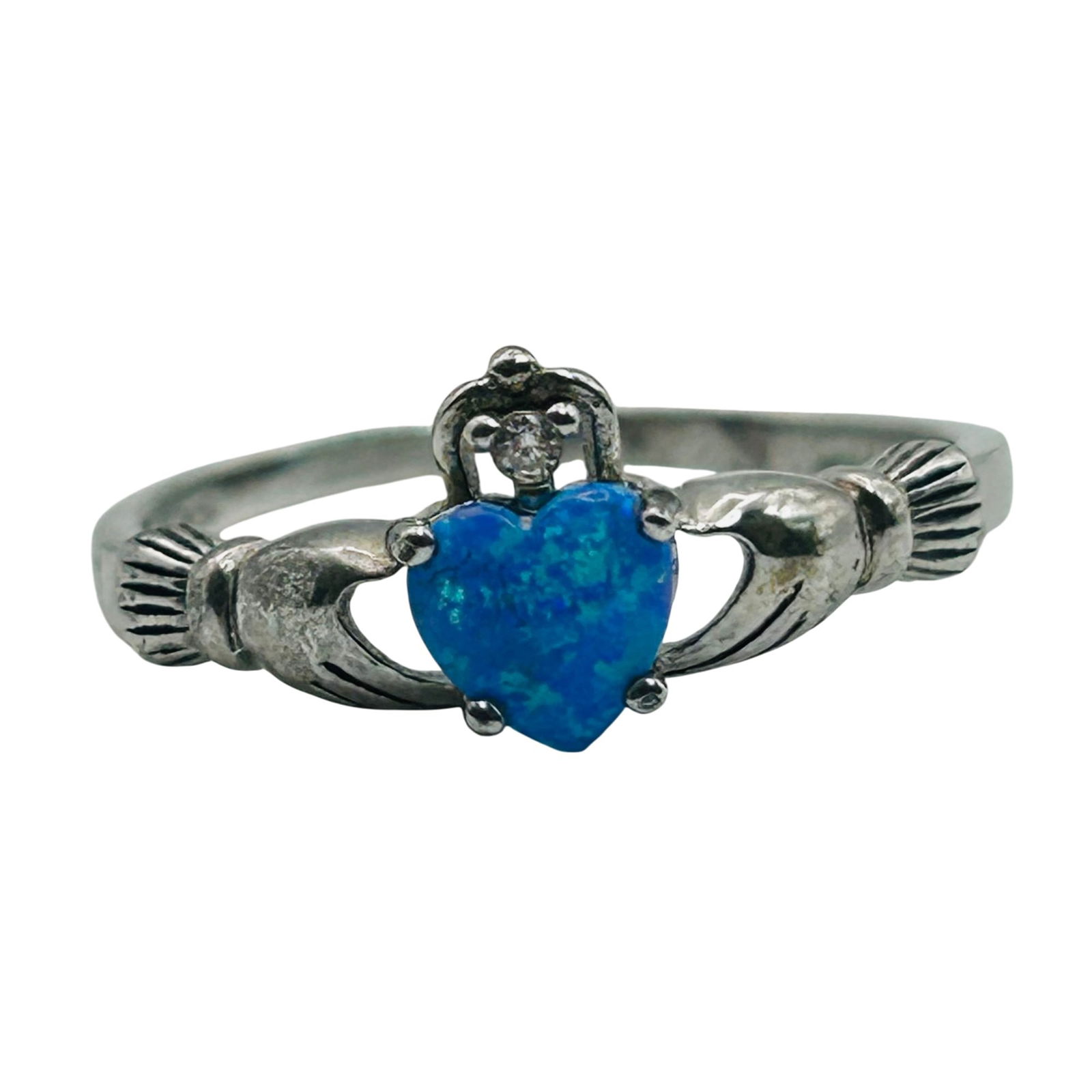Sterling Opal Claddagh Ring. Size 9.5: Sterling Opal claddagh ring. Size 9.5. 2.10g