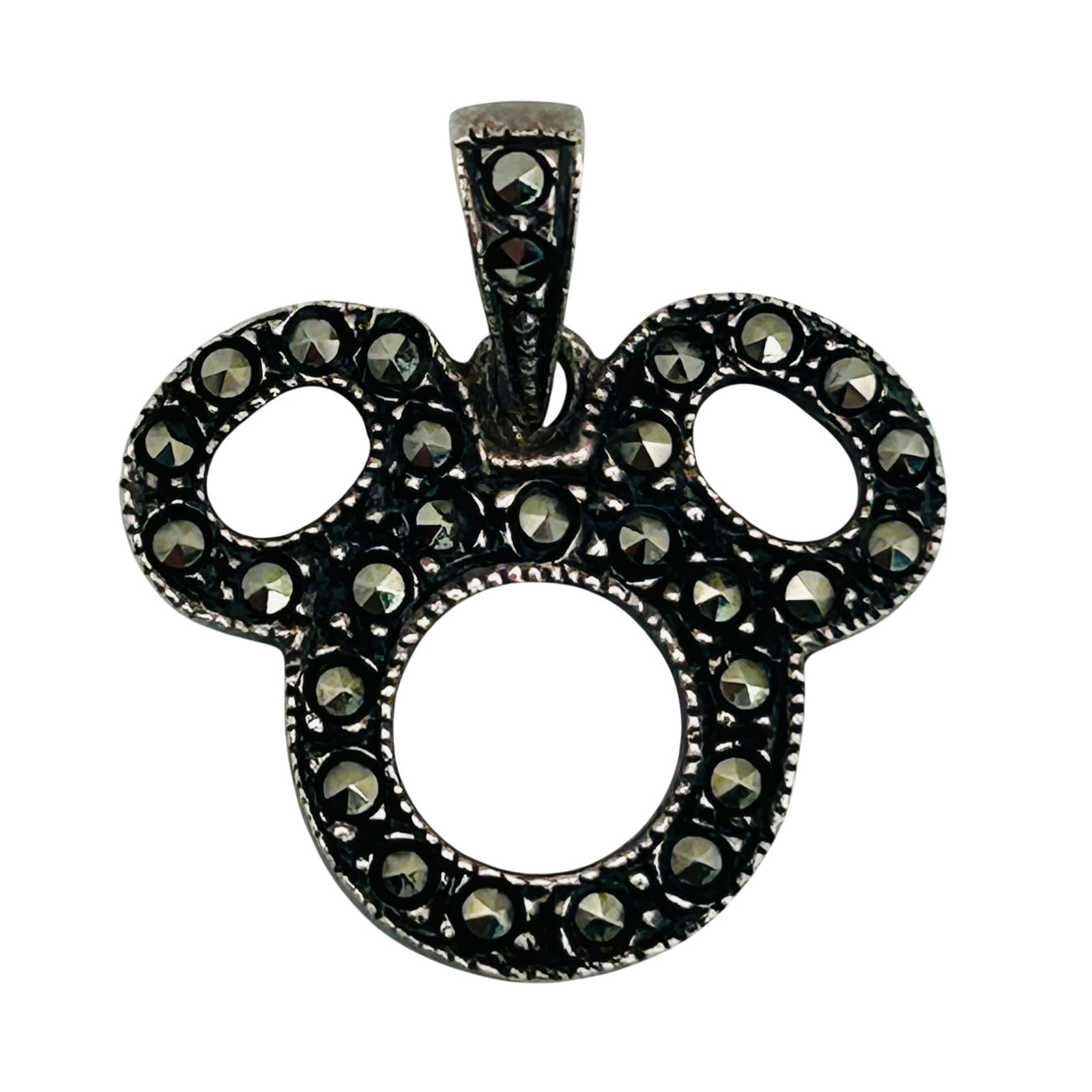 FAS Disney Sterling Marcasite Mickey Pendant. 2.80g: FAS Disney Sterling marcasite mickey pendant. 2.80g