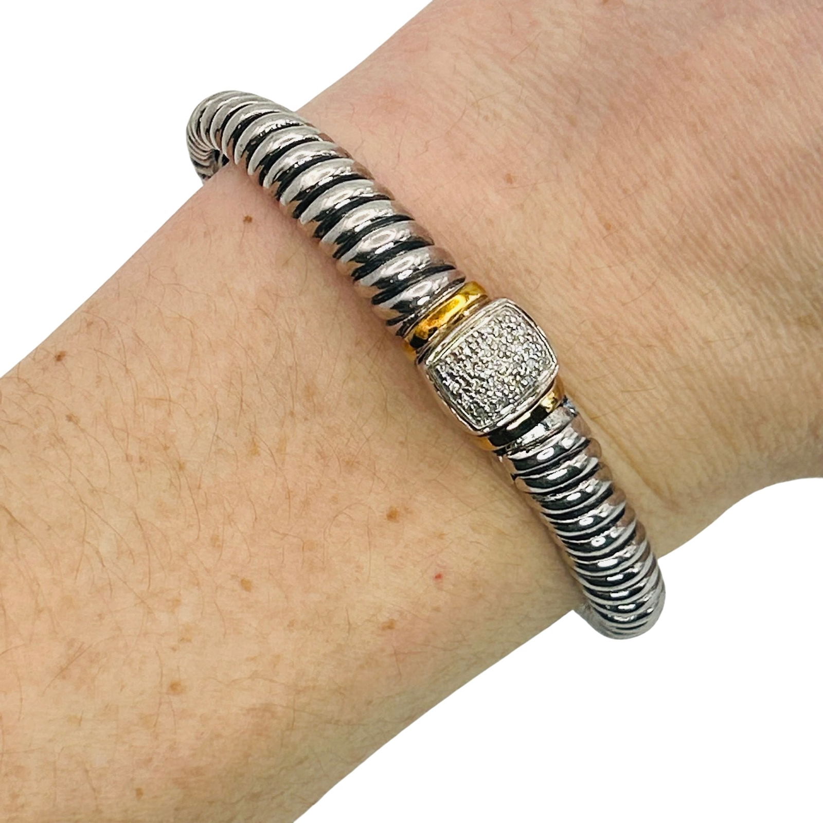 BJC Sterling And 14k Diamond Cuff Bracelet (1 of 7)