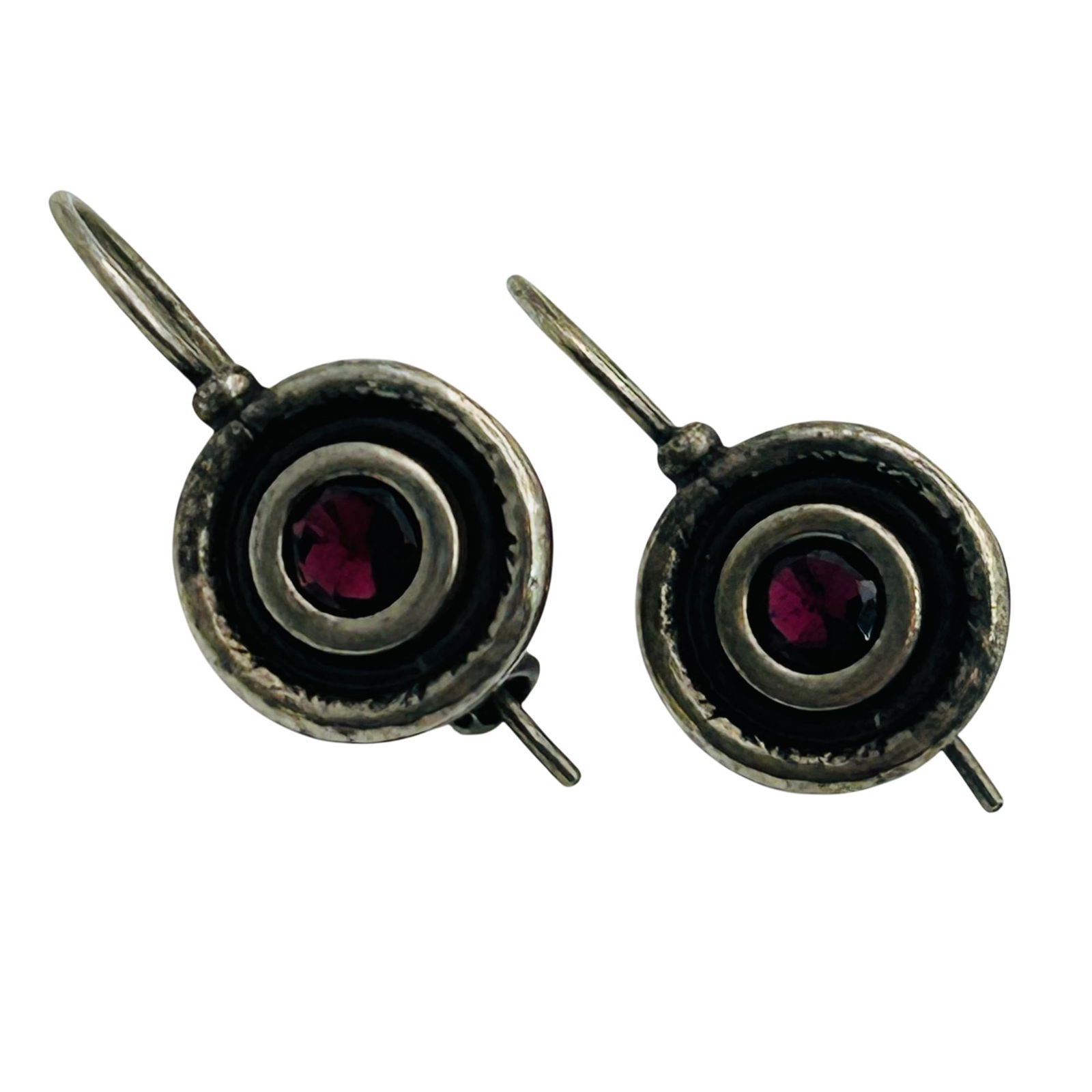 Sterling Garnet Round Signed Earrings (1 of 6)