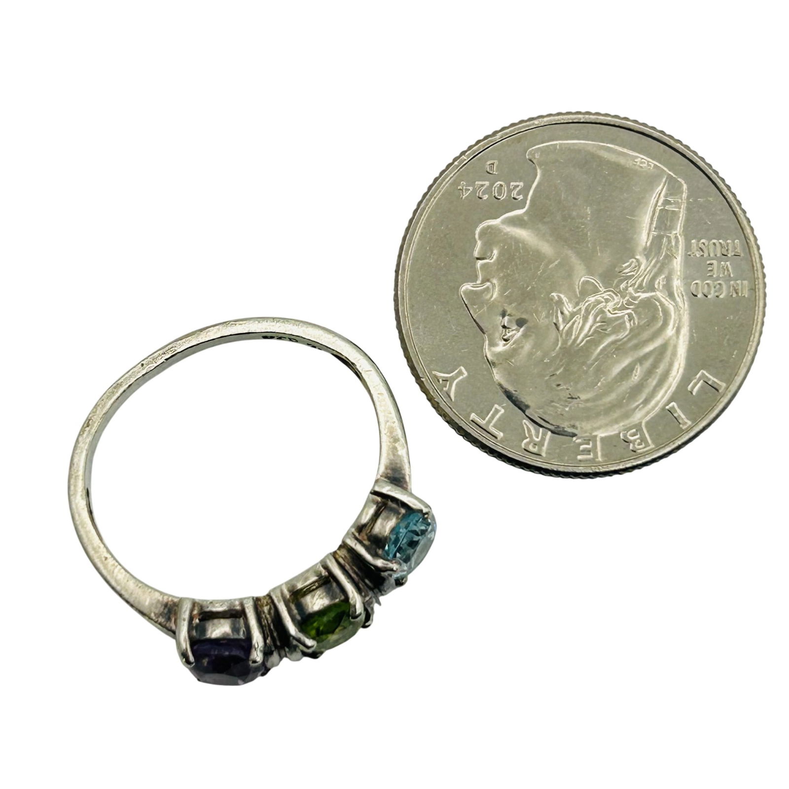 Sterling Multi Gemstone Ring. Size 7 - 3