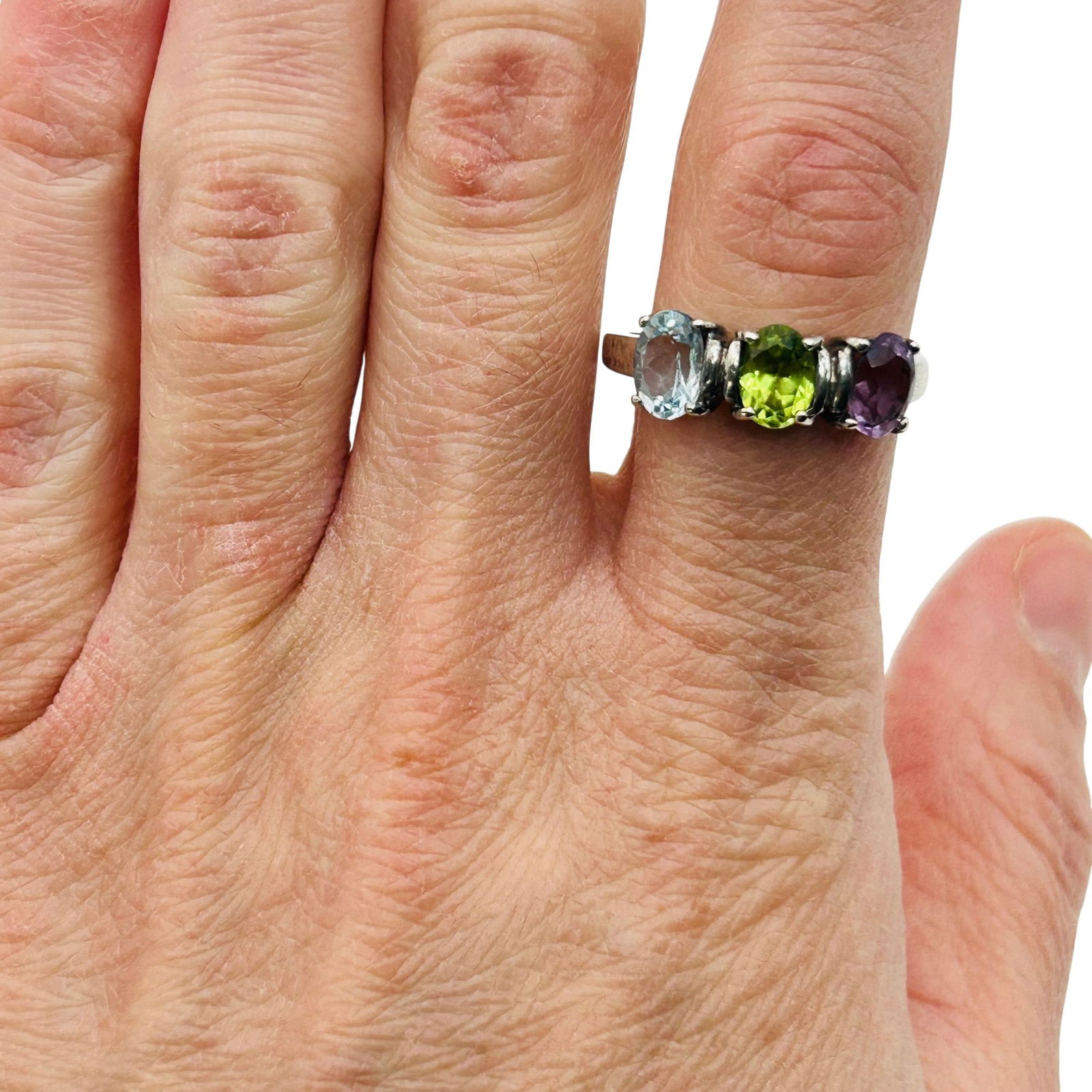 Sterling Multi Gemstone Ring. Size 7 - 8
