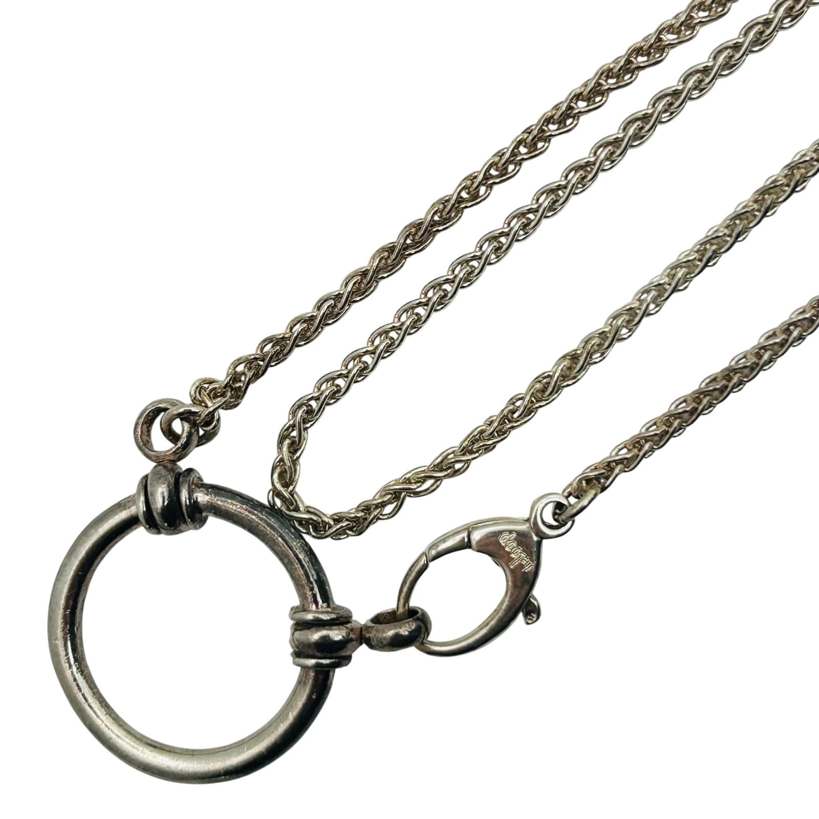The Loop Sterling Round Pendant Wheat Chain Necklace: The Loop Sterling round pendant wheat chain necklace. 18.60g