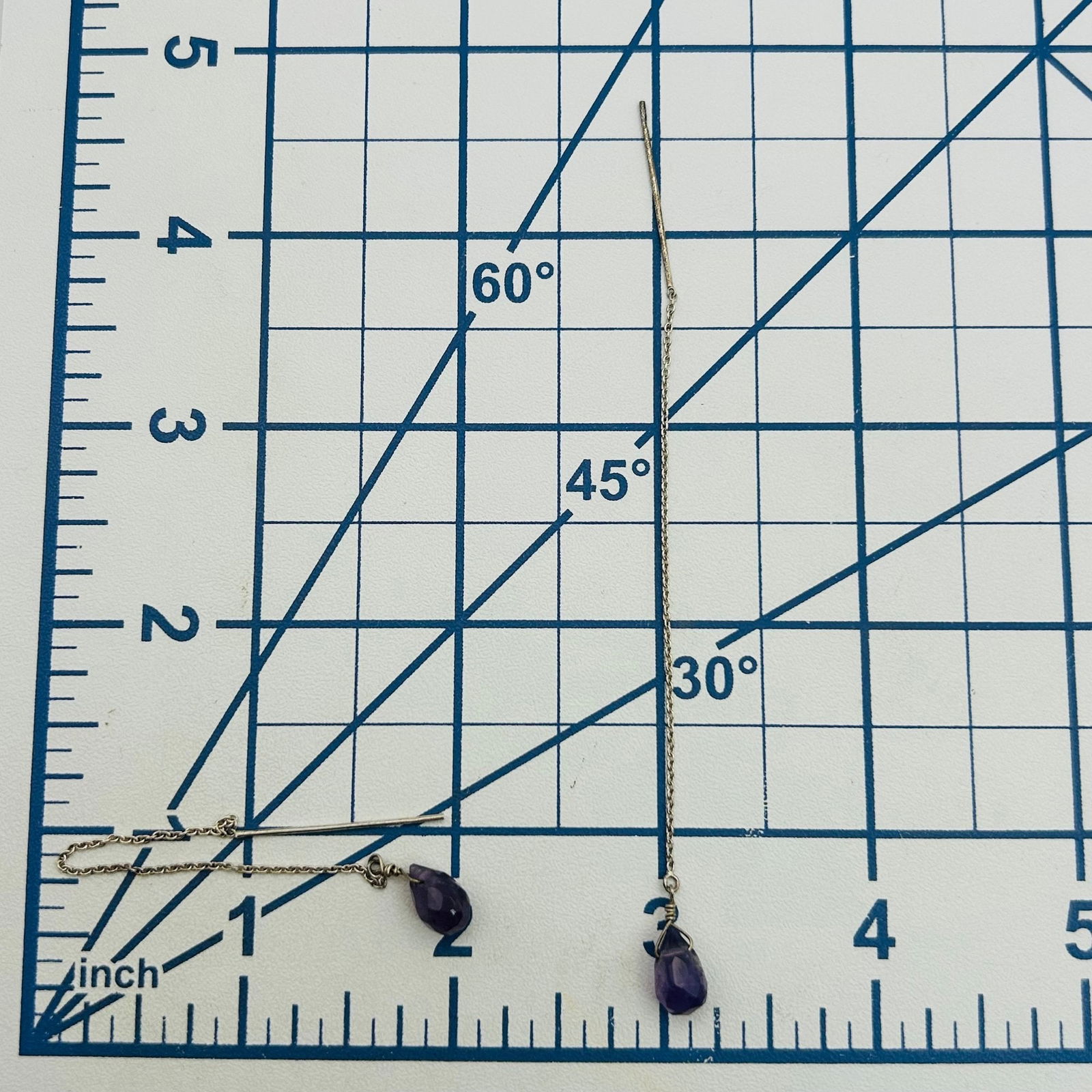 Sterling Amethyst Threader Earrings - 2