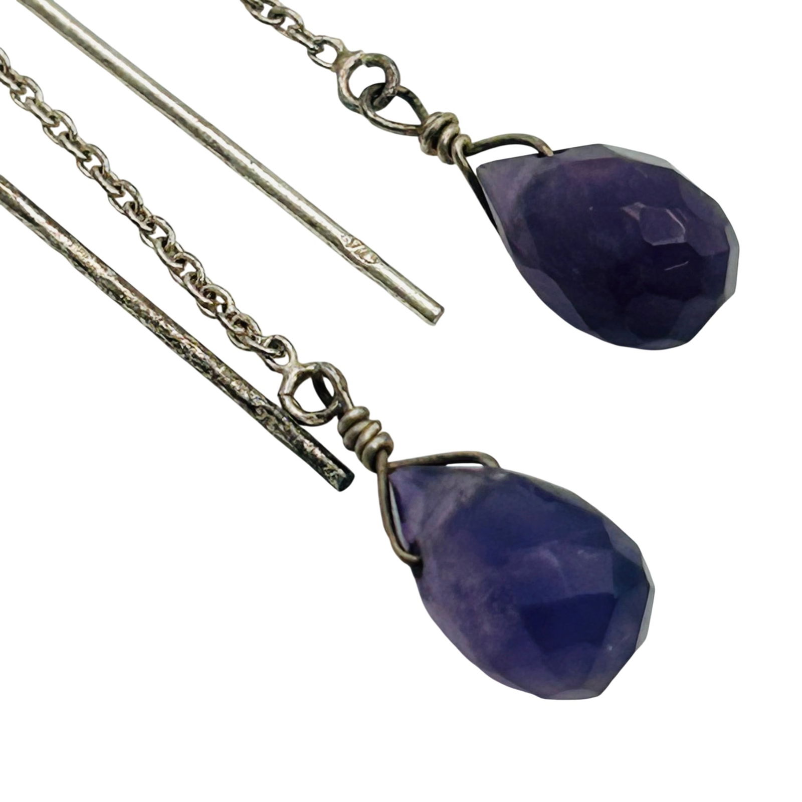 Sterling Amethyst Threader Earrings - 4