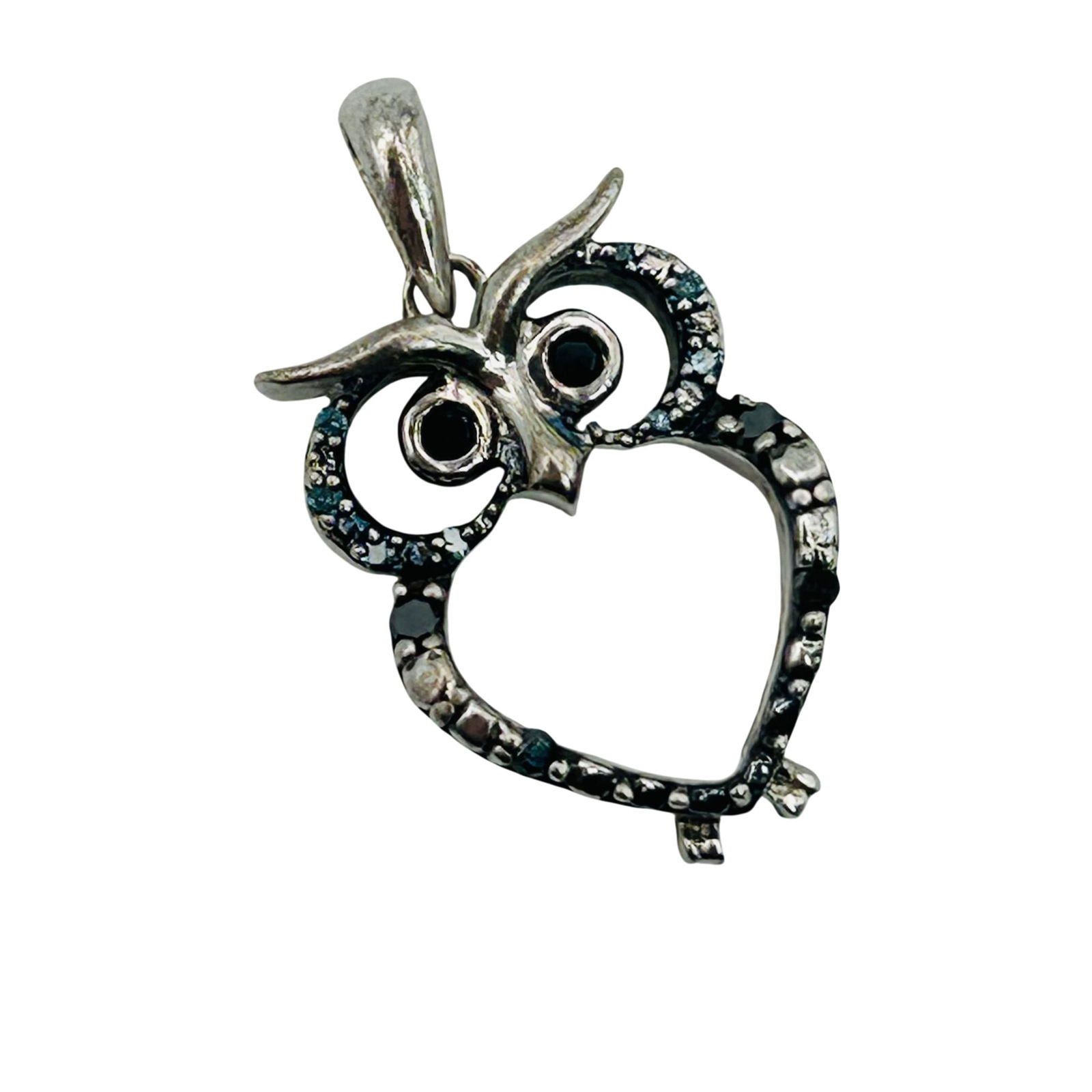 JW BR Sterling Sapphire Owl Pendant: JW BR Sterling sapphire owl pendant. 2.20g