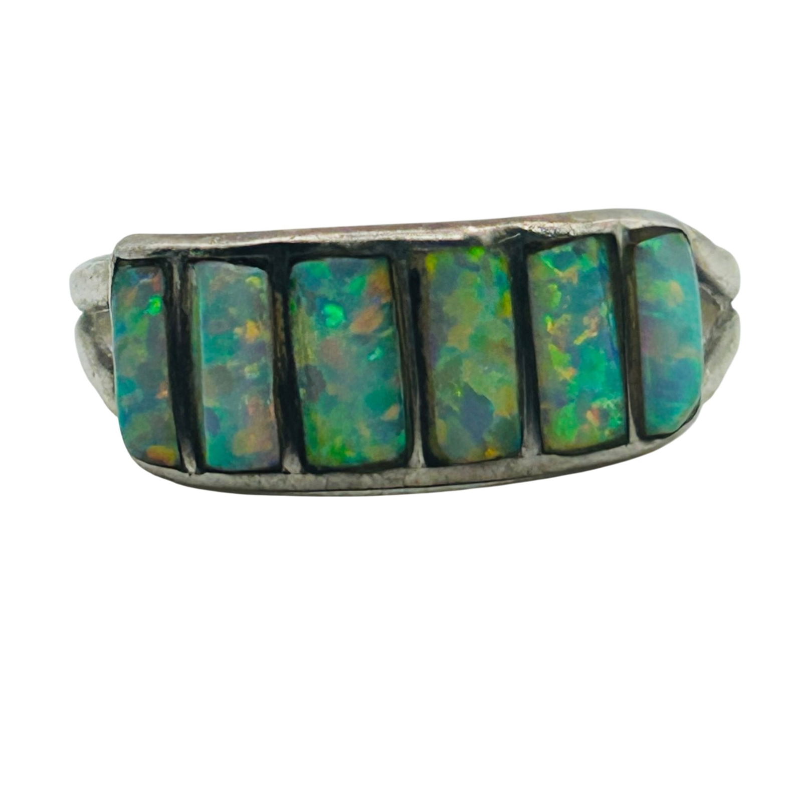 Sterling Opal Double Band Ring. Size 9: Sterling Opal double band ring. Size 9. 2.10g