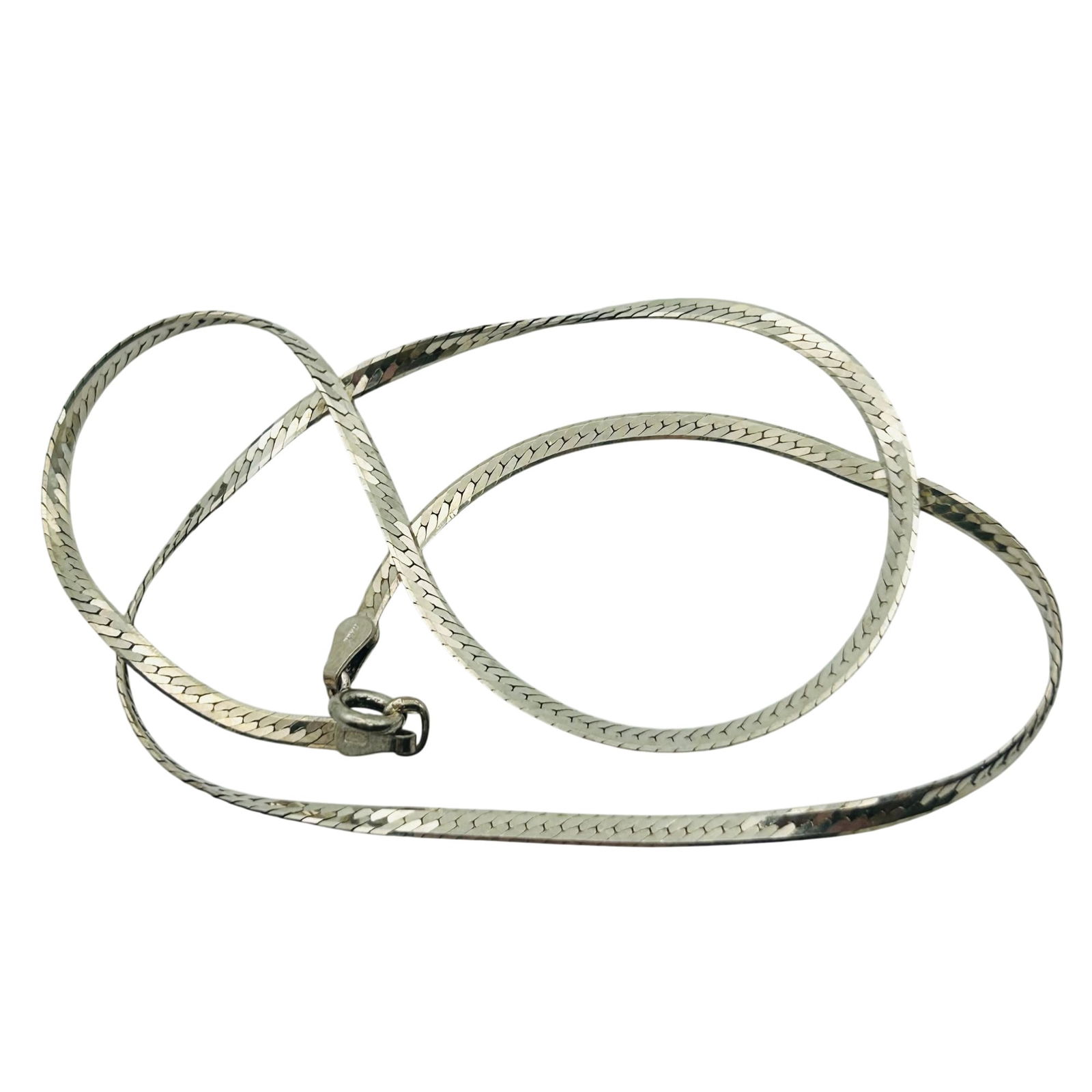 Italy Sterling Flat Snake Chain Necklace: Italy sterling flat snake chain necklace. 4.20g