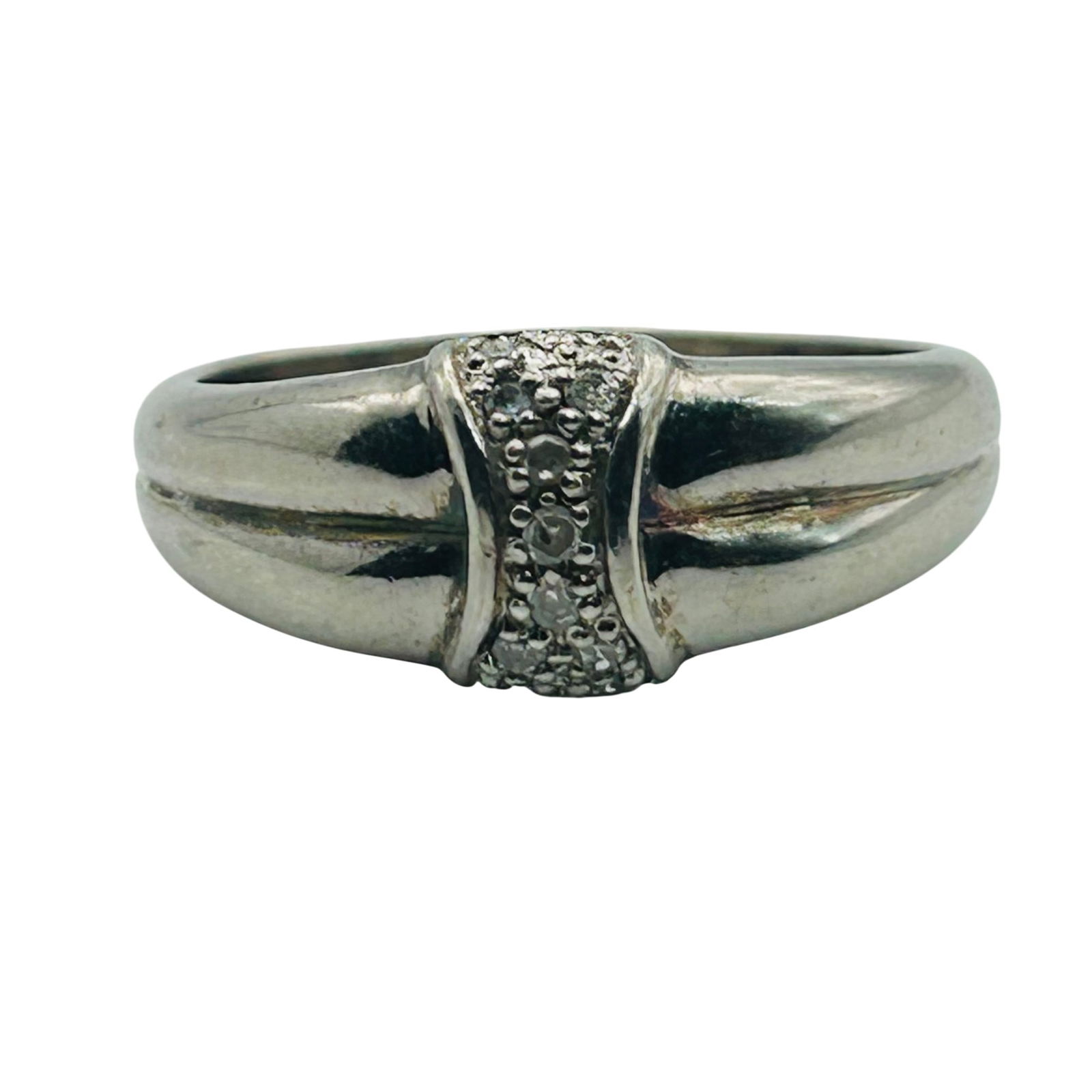 Sterling Diamond Ring. Size 8 - 4