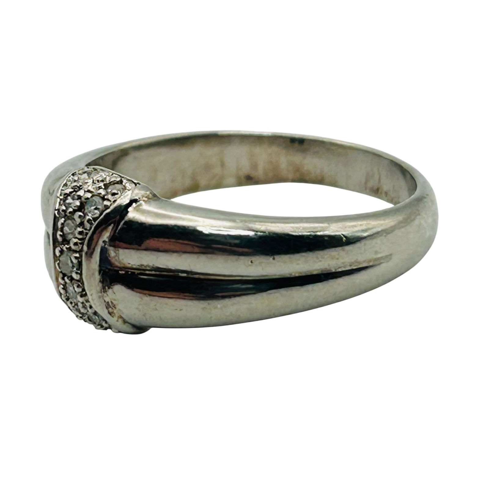 Sterling Diamond Ring. Size 8 - 5