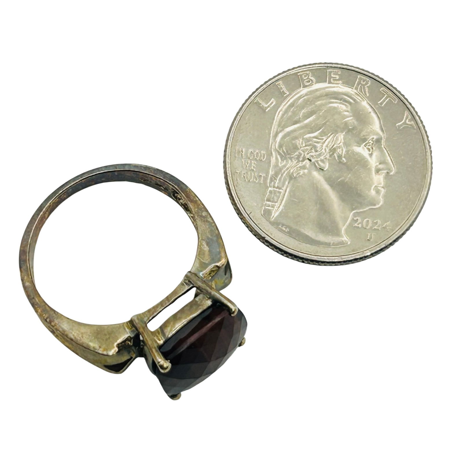 Sterling Quartz Statement Ring. Size 9 - 3