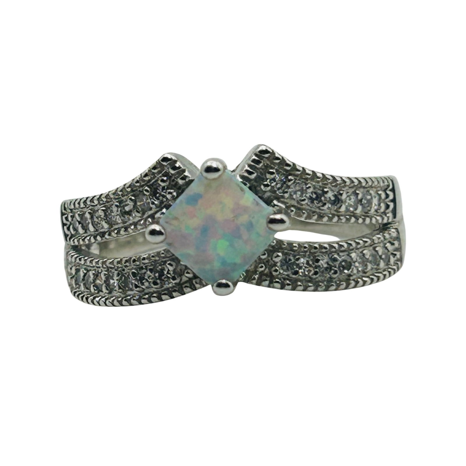 NVC Sterling Opal Split Shank Ring. Size 5: NVC Sterling Opal split shank ring. Size 5. 3.20g