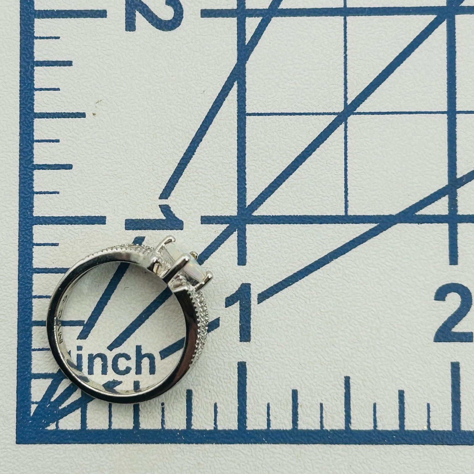 NVC Sterling Opal Split Shank Ring. Size 5 - 2