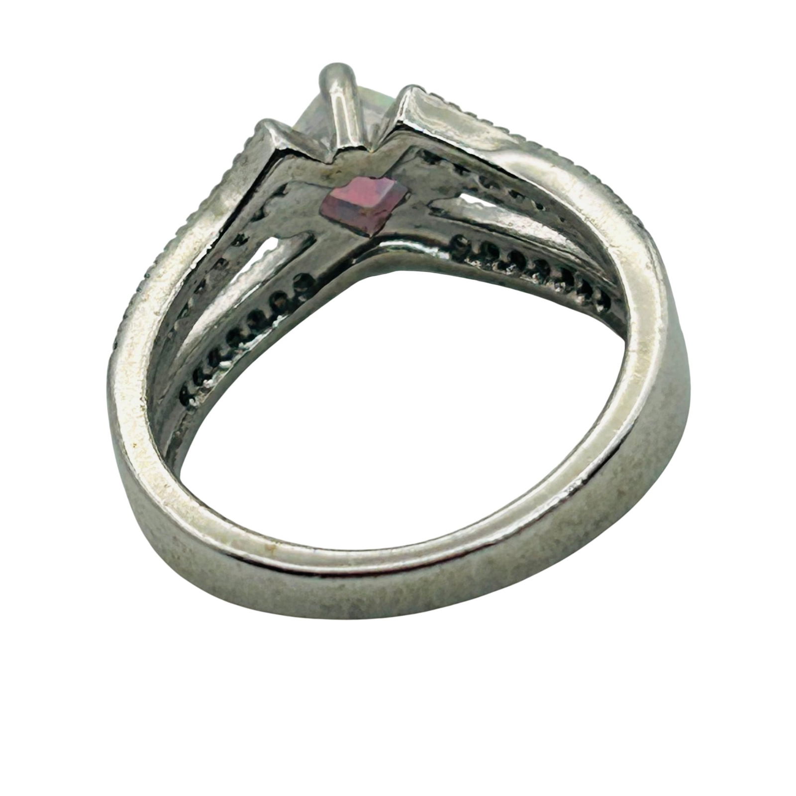 NVC Sterling Opal Split Shank Ring. Size 5 - 6