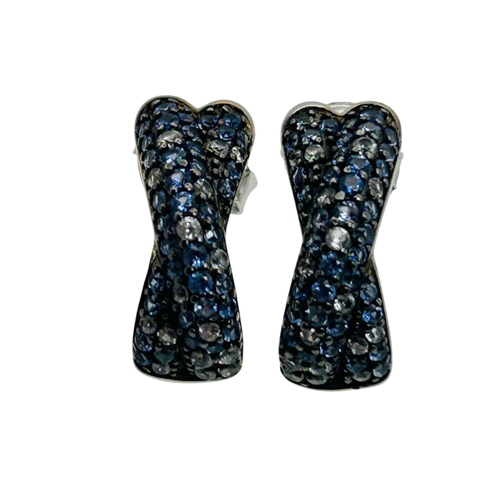 Sterling Spinal Half Hoop Cross Earrings: Sterling spinal half hoop cross earrings. 2.10g