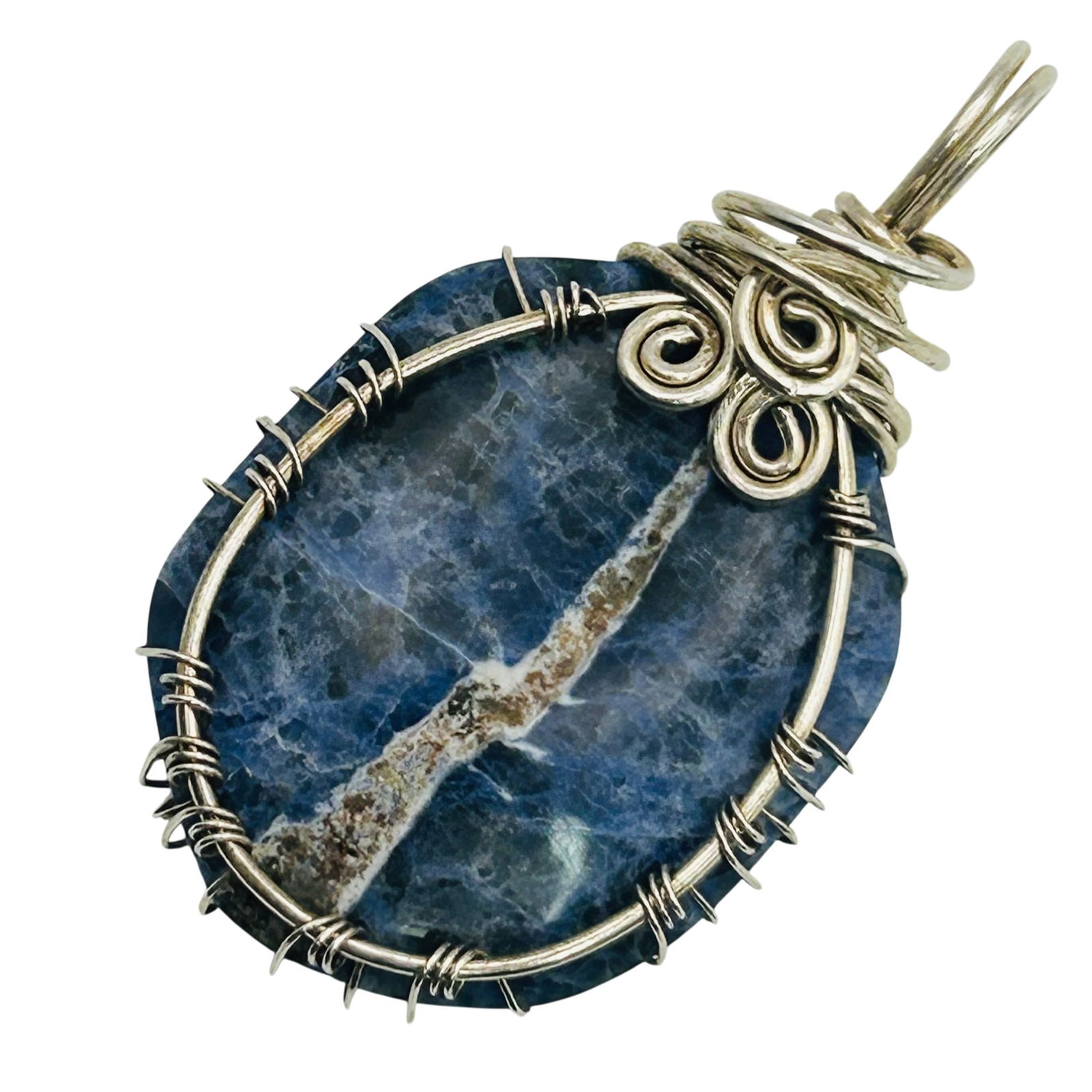 Sterling Sodalite Pendant: Sterling sodalite pendant. 13.60g