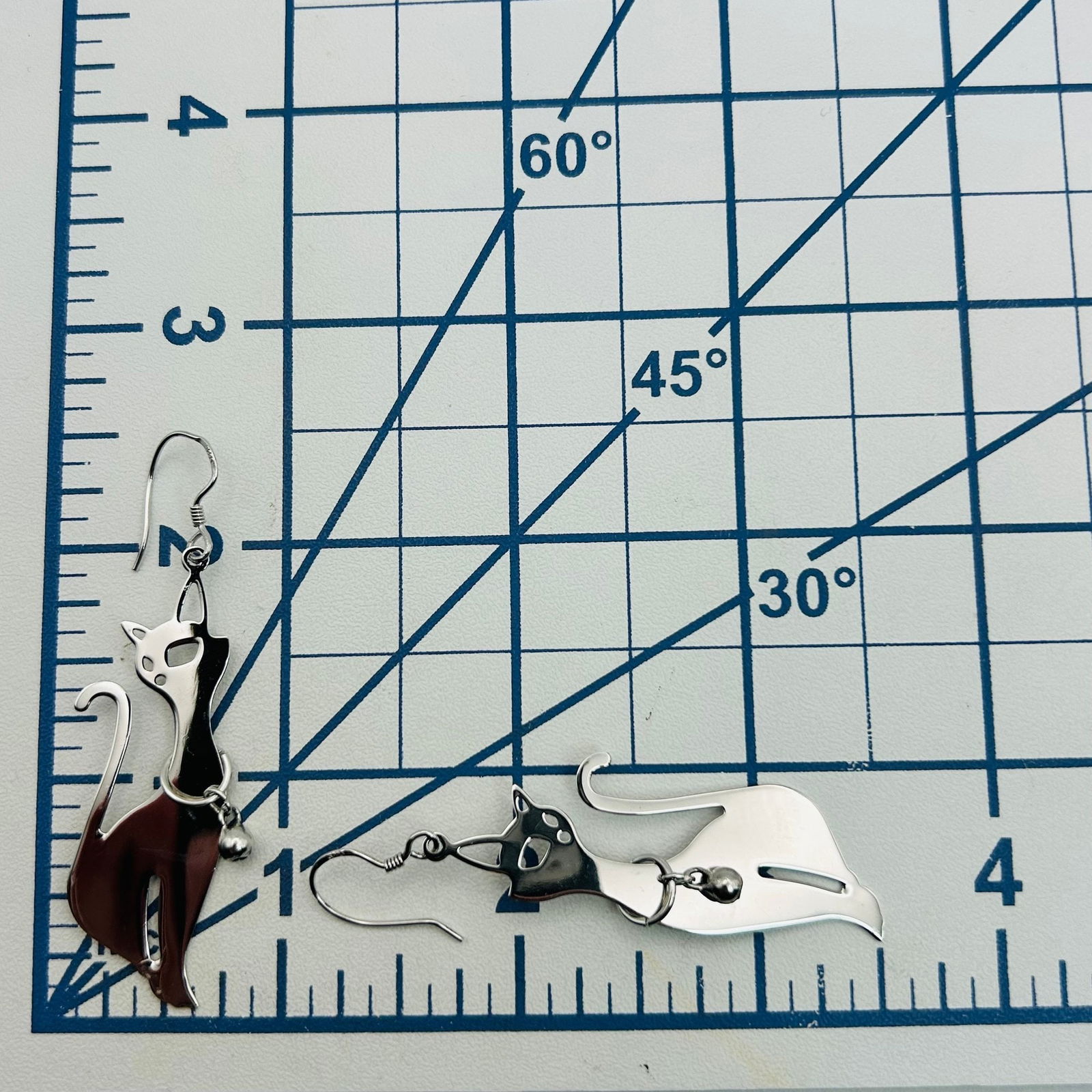 Sterling Dangle Cat Earrings - 2