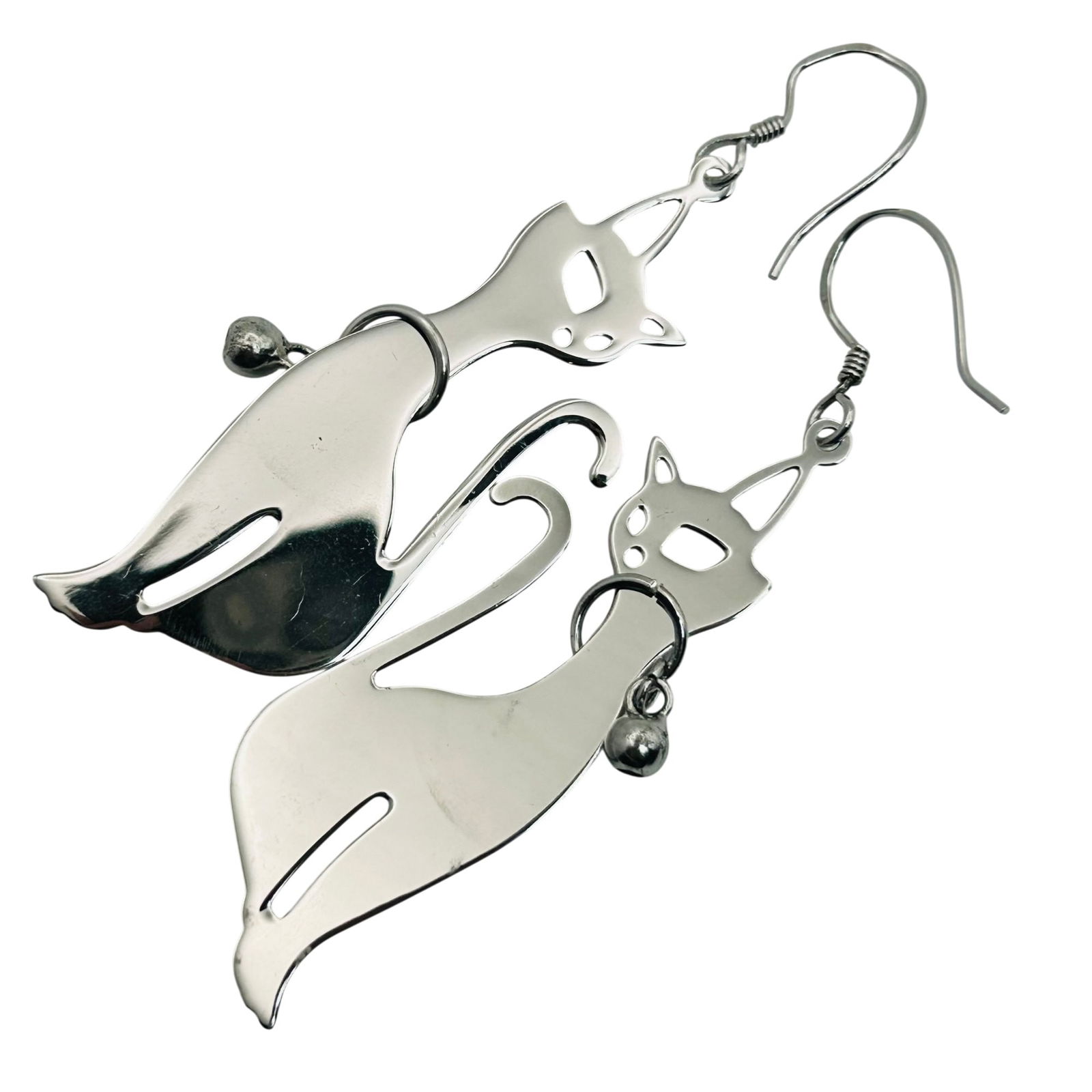 Sterling Dangle Cat Earrings - 5