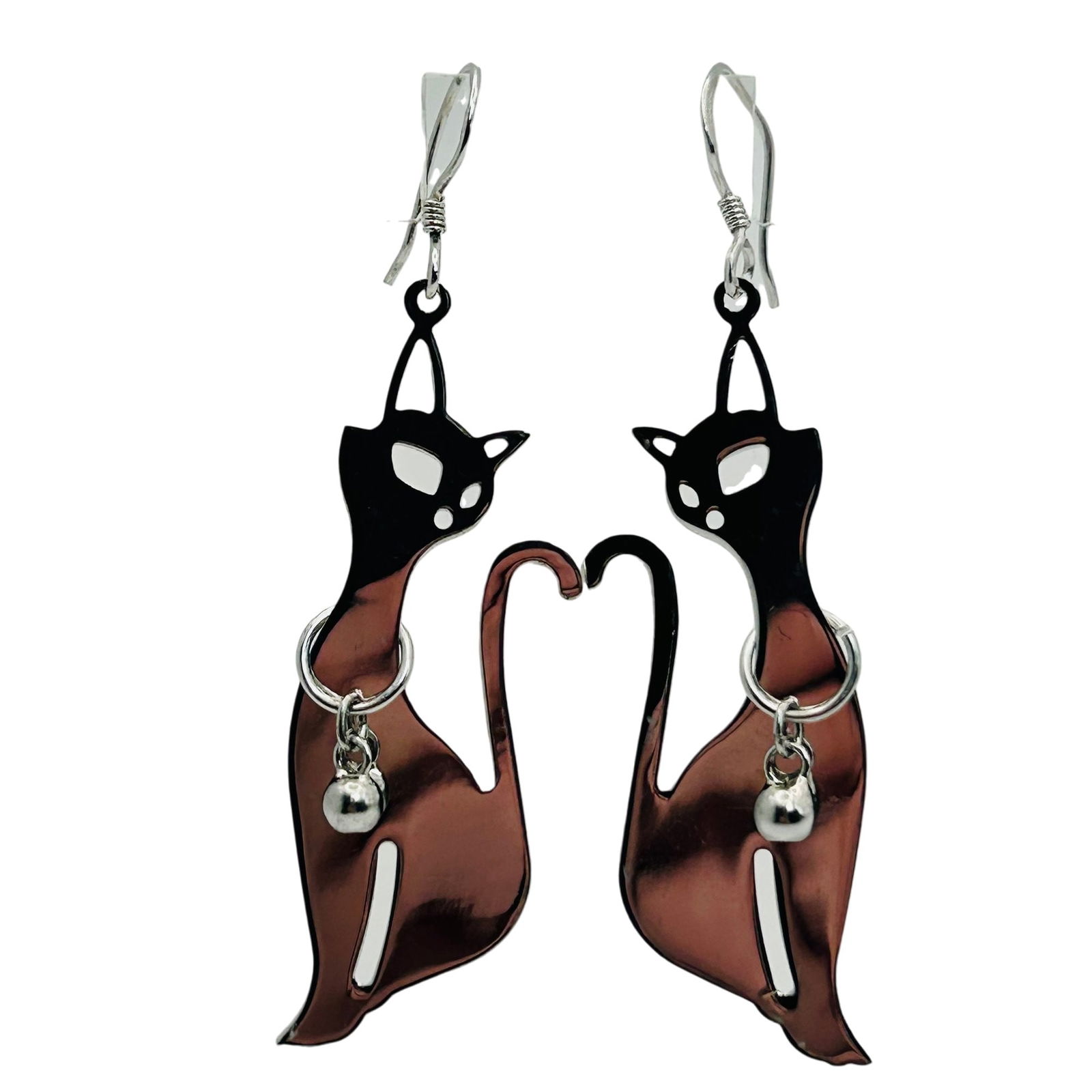 Sterling Dangle Cat Earrings - 6