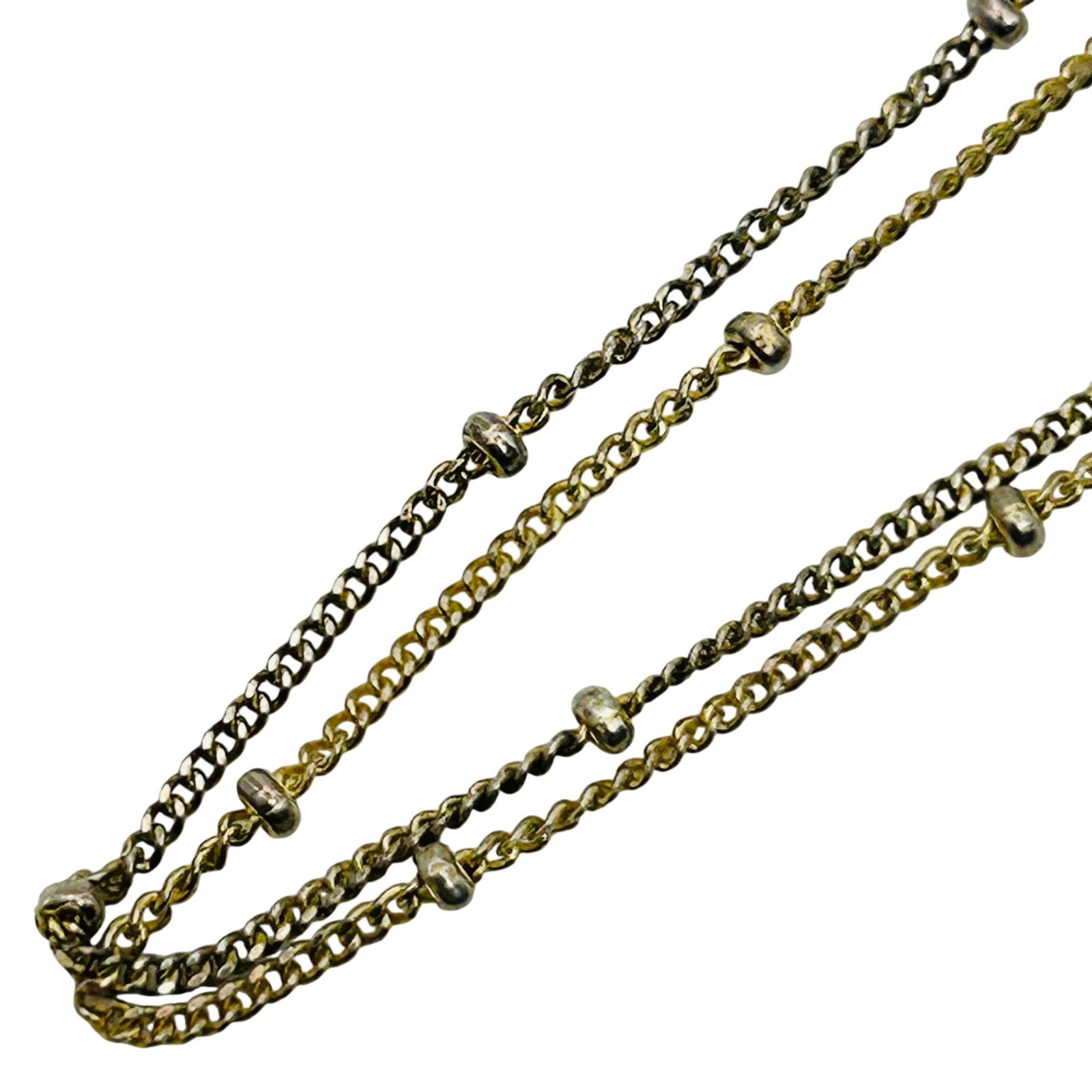 Sterling Bead Curb Chain Necklace: Sterling bead curb chain necklace. 2.10g