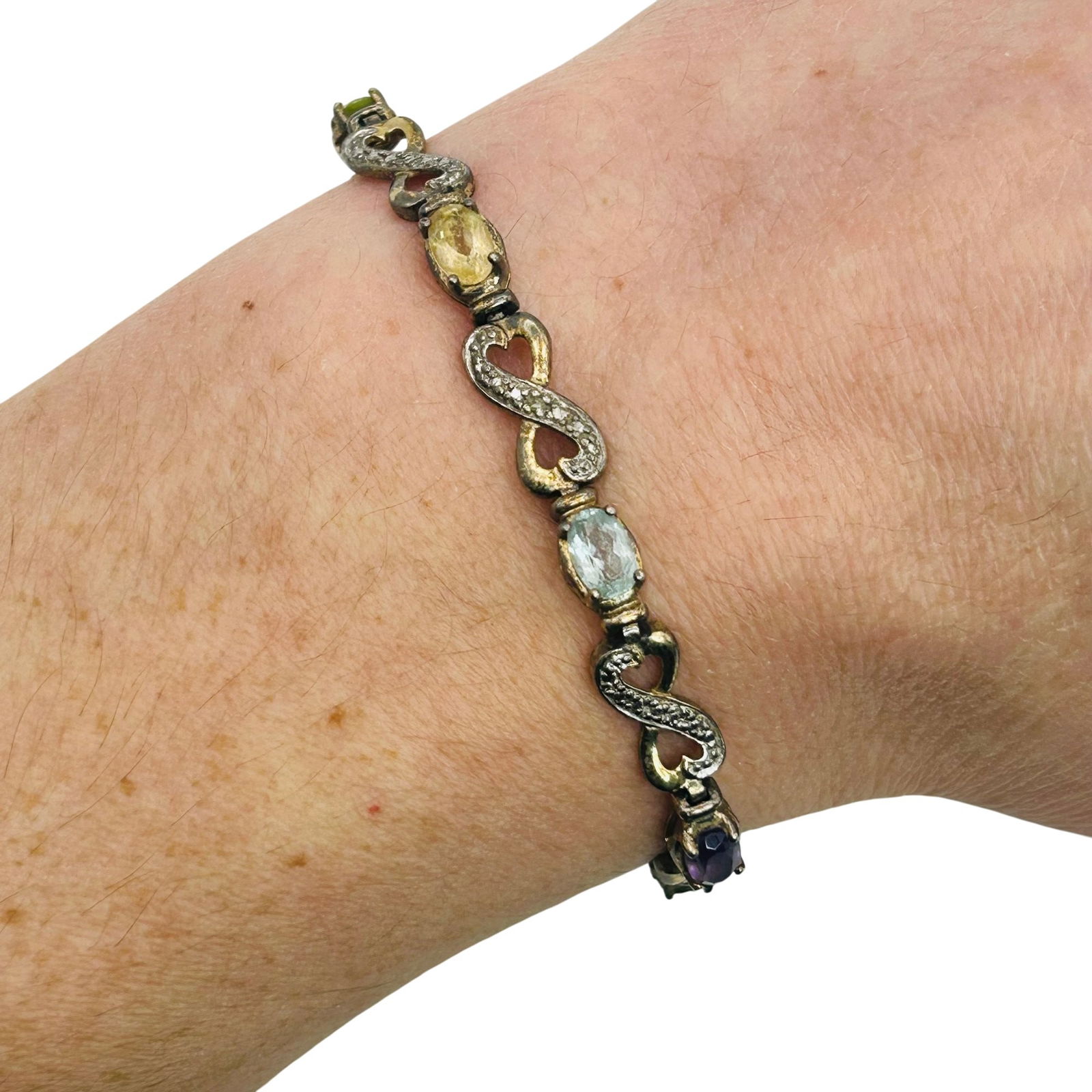 Ross Simons Sterling Multi Gem Infinity Bracelet. - 7