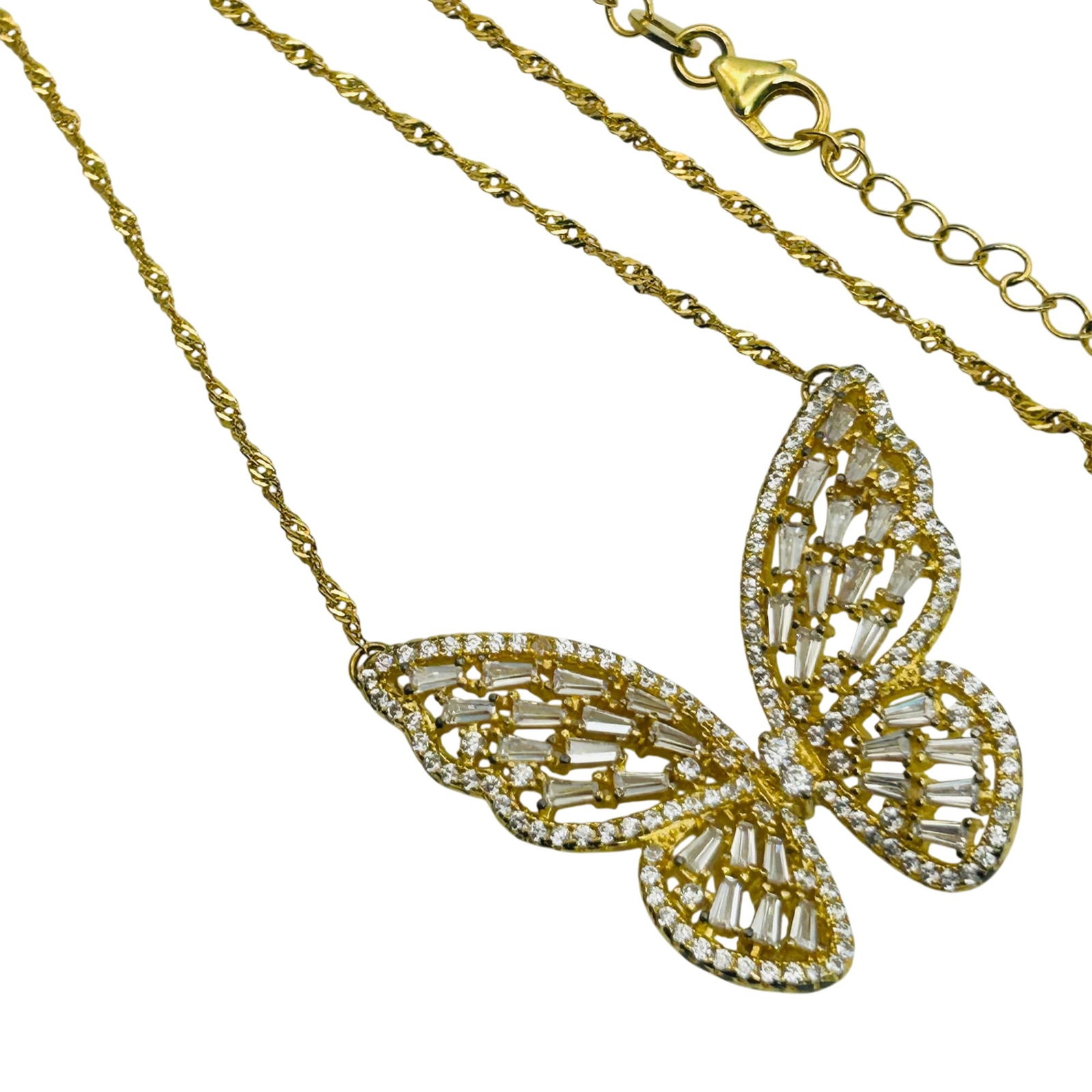 Sterling Clear Stone Butterfly Twist Adjustable Chain Necklace (1 of 7)