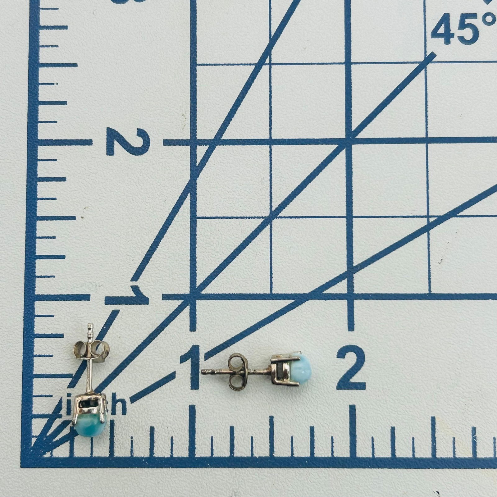 Sterling Larimar Stud Earrings - 2