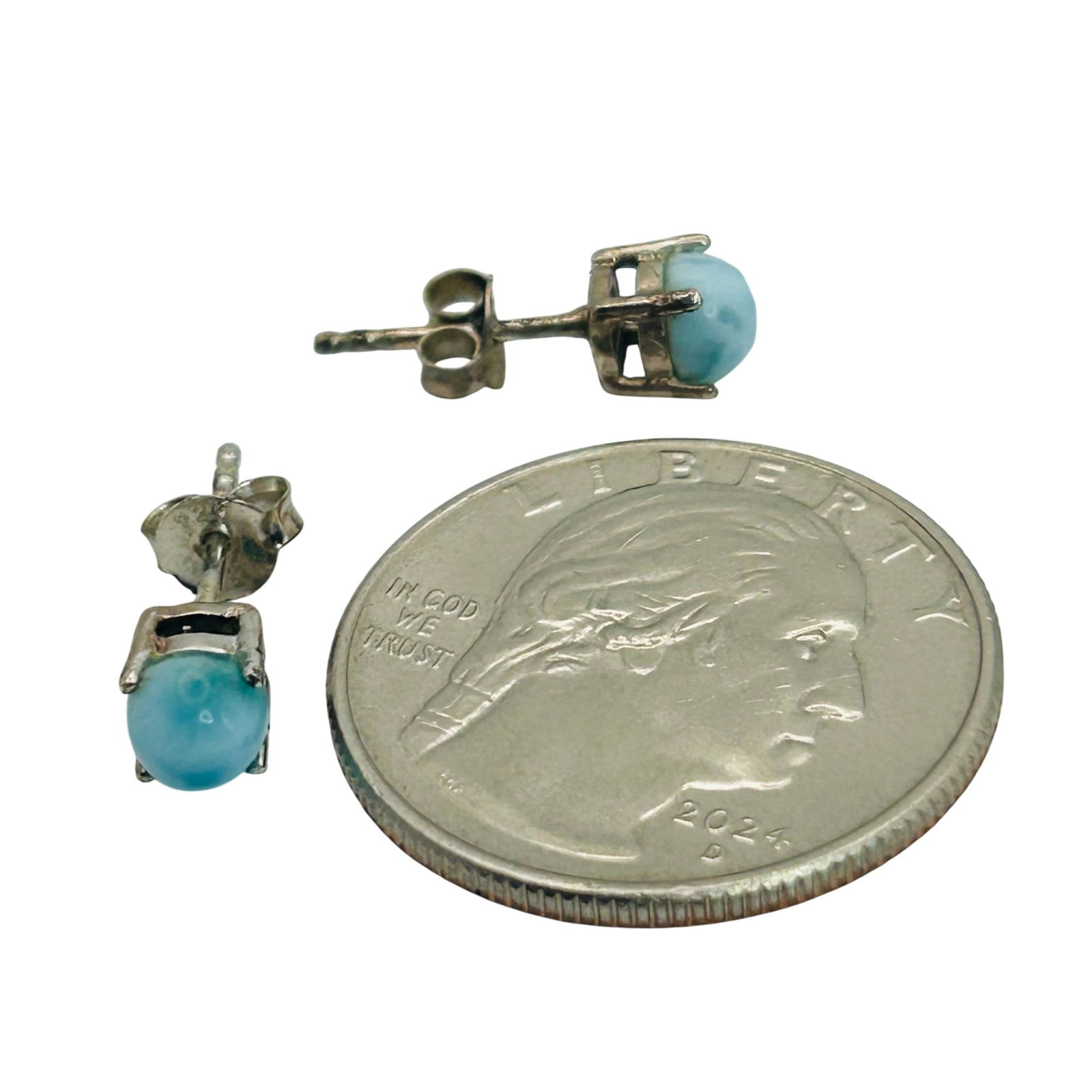 Sterling Larimar Stud Earrings - 3