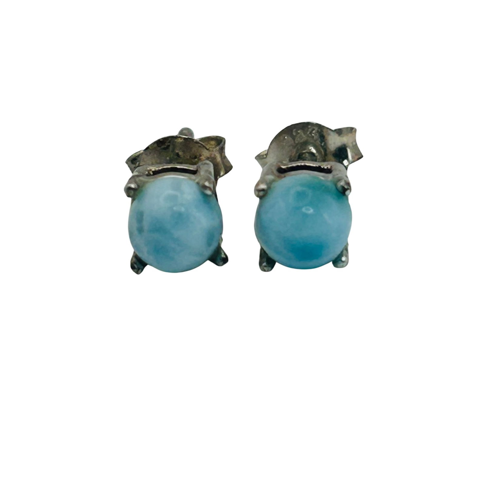 Sterling Larimar Stud Earrings - 4